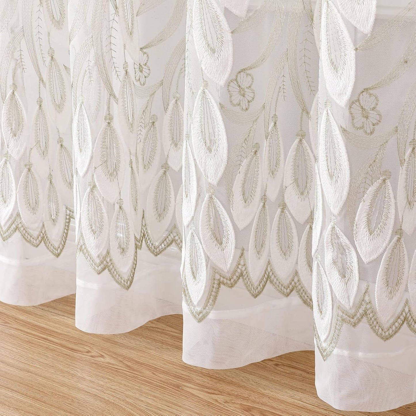 VISIONTEX White Sheer Voile Curtains, Decorative White Embossed Drip Rod Pocket Window Drapes for Home Kitchen, Living Room and Bedroom 54 x 84 Inch, Set of 2 Curtain Panels