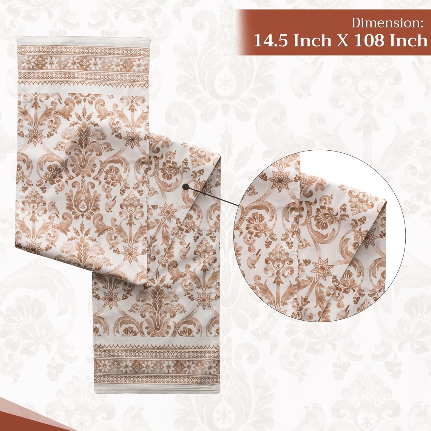 Maison d' Hermine Table Runner 100% Cotton Double Layer Table Runners 72 inches Long for Thanksgiving Christmas Decorations Home Kitchen Dining Party Wedding (Allure, 14.5" x 72")