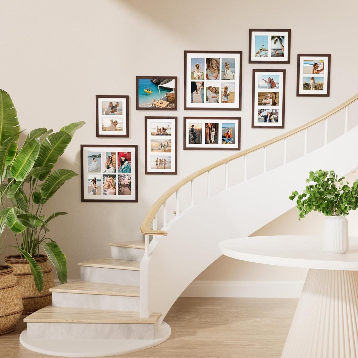 Vittanly 11x14 Collage Picture Frame, Displays 5Pcs 4x6 Pictures with Mat, Picture Frames Collage Wall Decor, Brown, 1 Pack