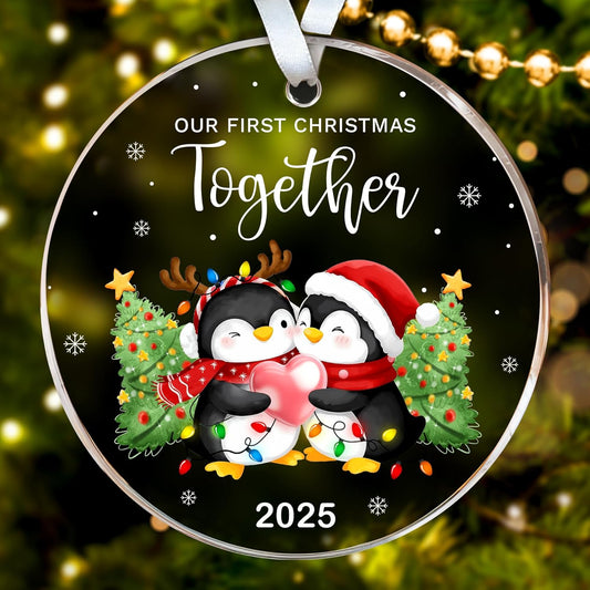 HEXMOZ First Christmas Together Ornament 2025 - Penguin Couples First Christmas Ornament - Couples Gifts for Him Her, Boyfriend Girlfriend, Married Couple Better Together Anniversary - Xmas Decoration