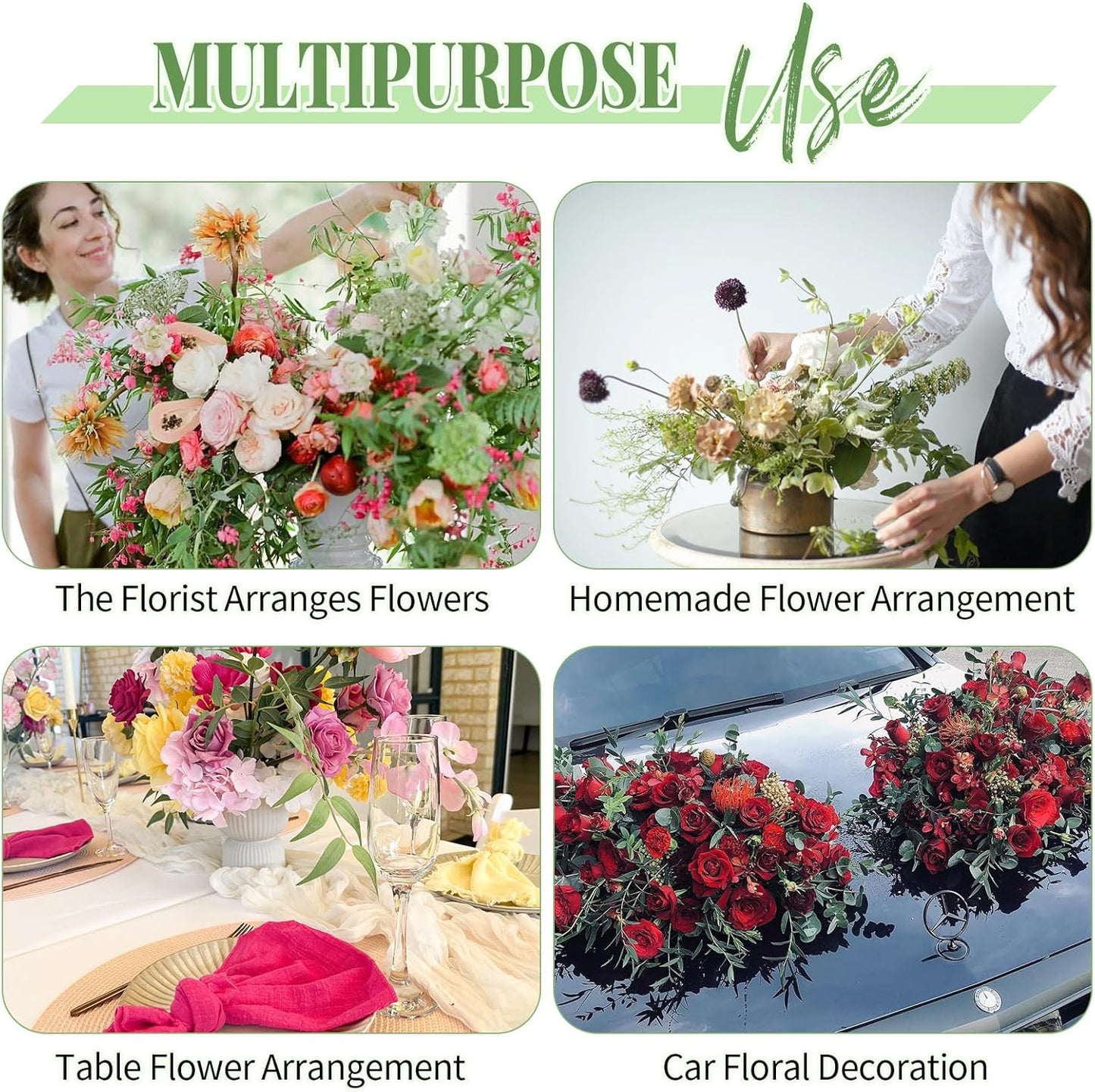 Aktor 6 Pcs Floral Foam Blocks for Fresh & Artificial Flower Arrangement, 8.8” x 4.1” x 2.7” Green Wet Foam for Wedding, Birthdays, Home, Office, and Garden Decorations