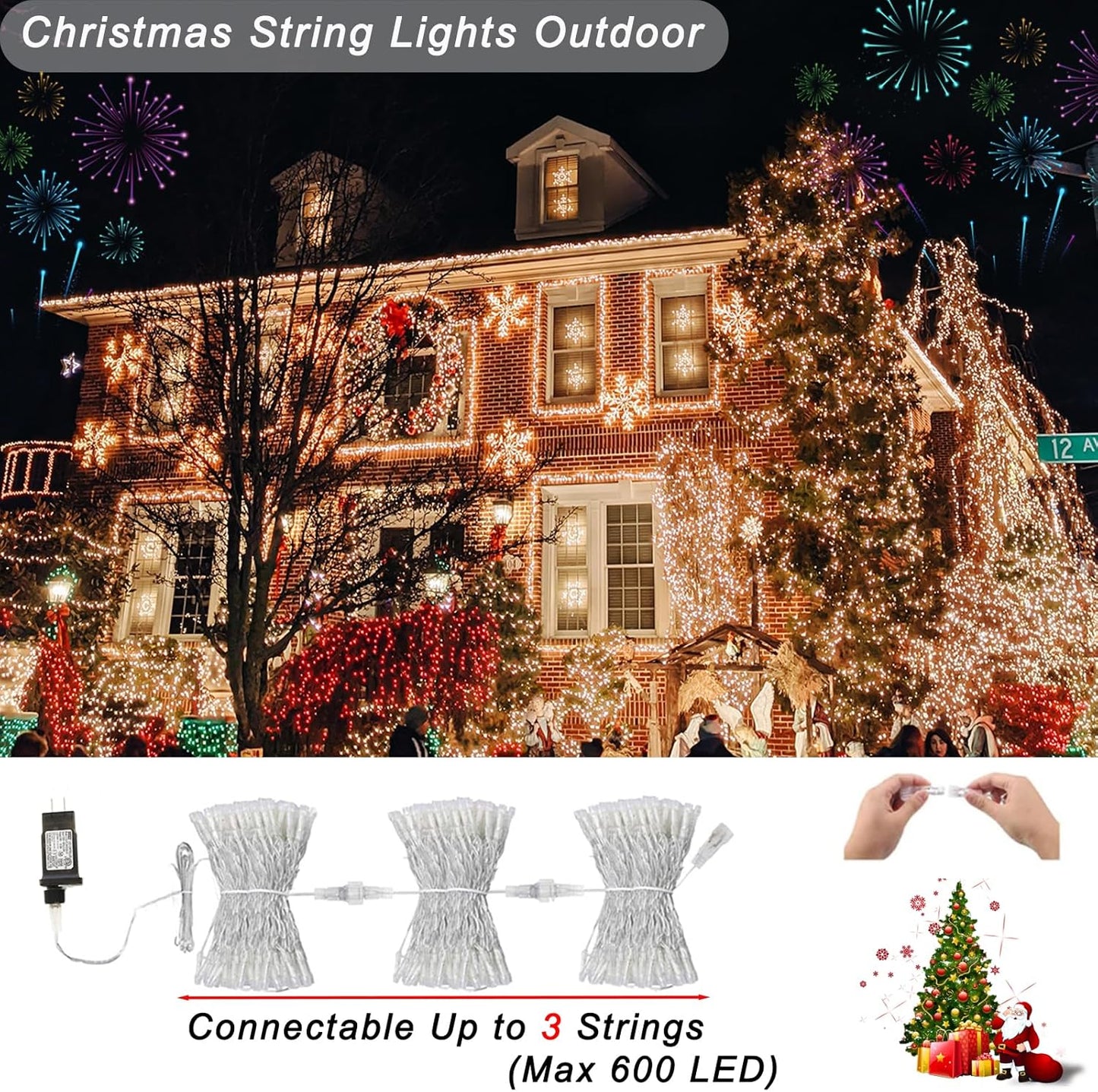 Color Changing Christmas Lights, 200 LED 35 Colors String Lights Indoor Outdoor with Remote, Waterproof Twinkle Lights Plug in for Halloween Xmas Tree Party Easter Valentine's Wedding Room Decor