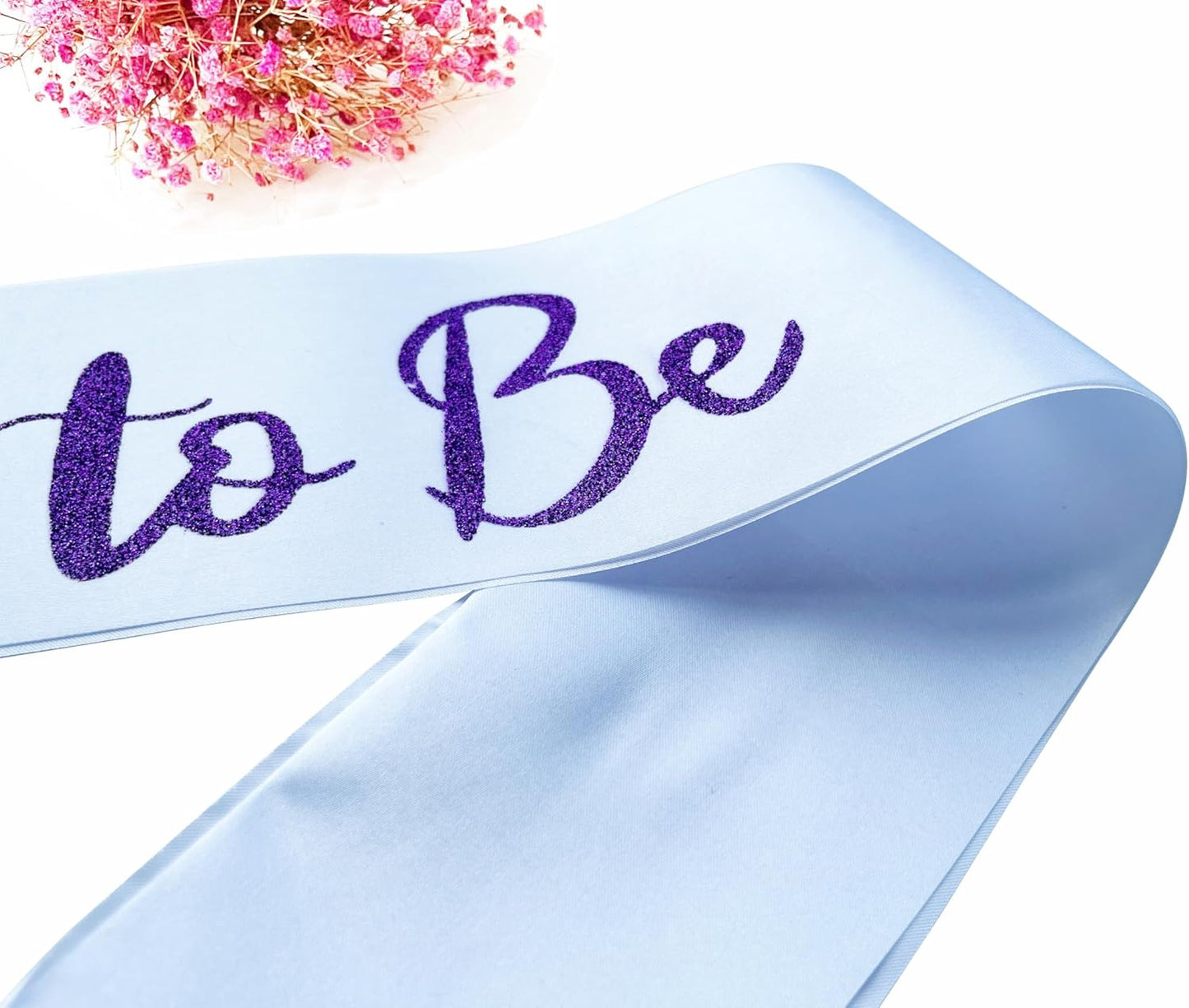 Bride to Be Sash, Bachelorette Party Sash for Bridal Shower Wedding Party Favors Accessories Supplies Engagement Gifts,White Satin with Glitter Letter Purple