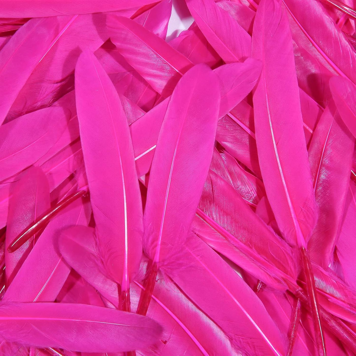 FeelfunFeather 120pcs Hot Pink Goose Cochettes Feather Natural Bulk 4-6 inch 10-15cm for Wedding Party Christmas Decorations DIY Crafts Goose Cochettes Feather
