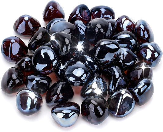 Stanbroil 10-Pound Fire Glass Diamonds - 1/2 inch Luster Fire Glass for Fireplace Fire Pit and Landscaping, Amber Luster