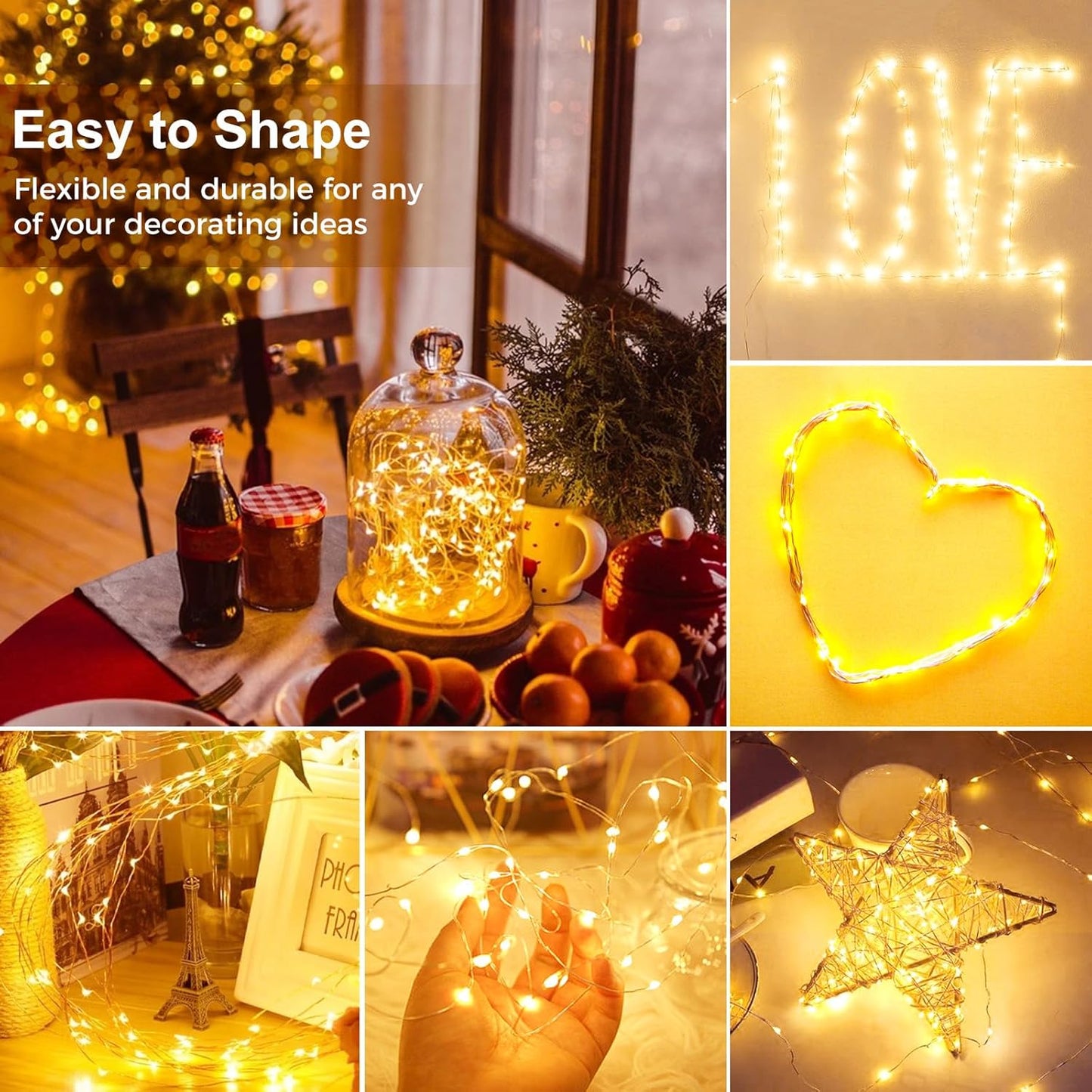 kolpop 30 Pack LED Fairy Lights Battery Operated, 7FT 20 LED Mini Twinkle String Lights Battery Powered Waterproof for Christmas Mason Jars Party (Cool&Warm)