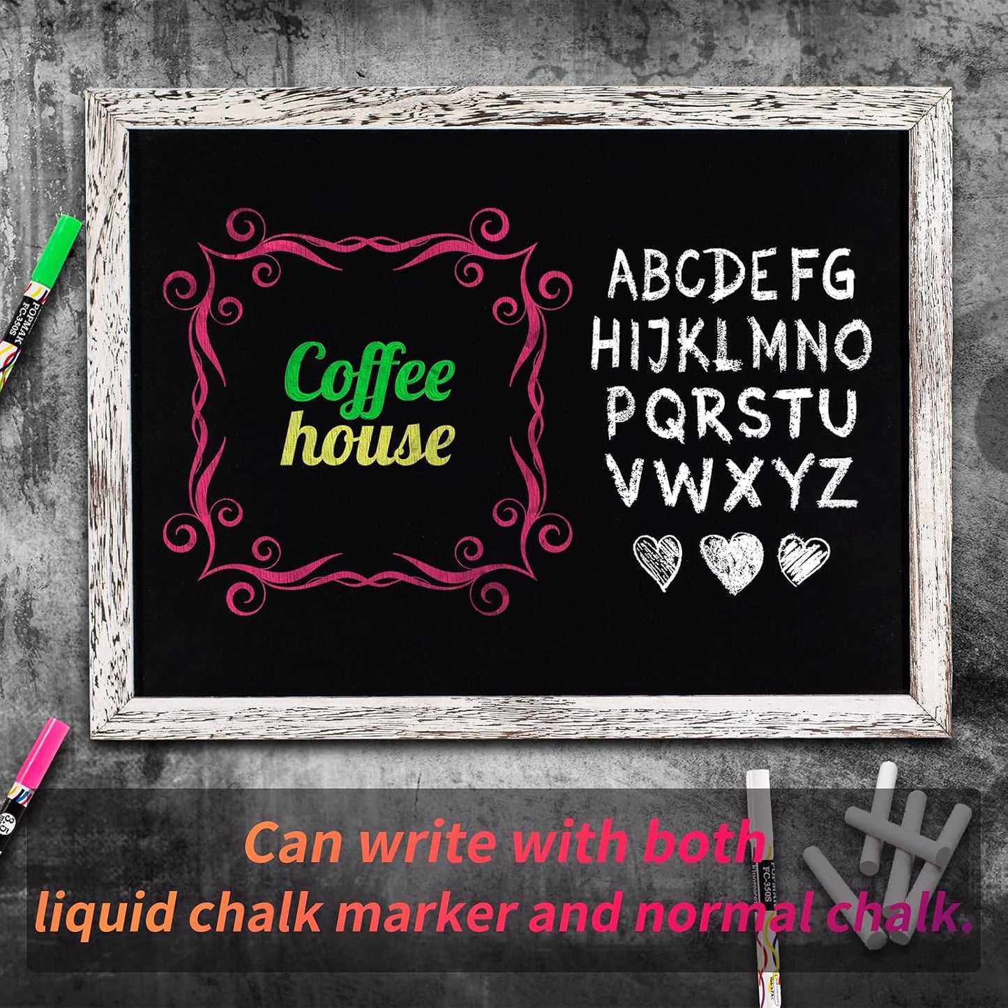 Chalkboard 12x16 inches, 3 Pack Non-Magnetic Blackboard, Rustic White Wooden Framed Chalkboards for Wedding, Kitchen and Home Decor