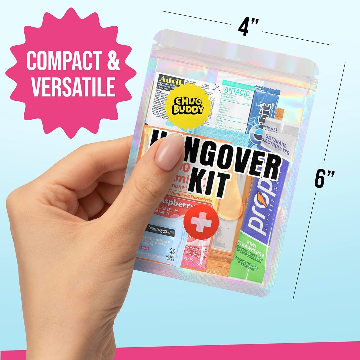 6 Pre-Filled Hangover Kit Bags - Bachelorette Hangover Kit - Bridesmaid Gifts, Bachelorette Party Favors, & More - Hangover Recovery Kit - Hangover Kit Supplies