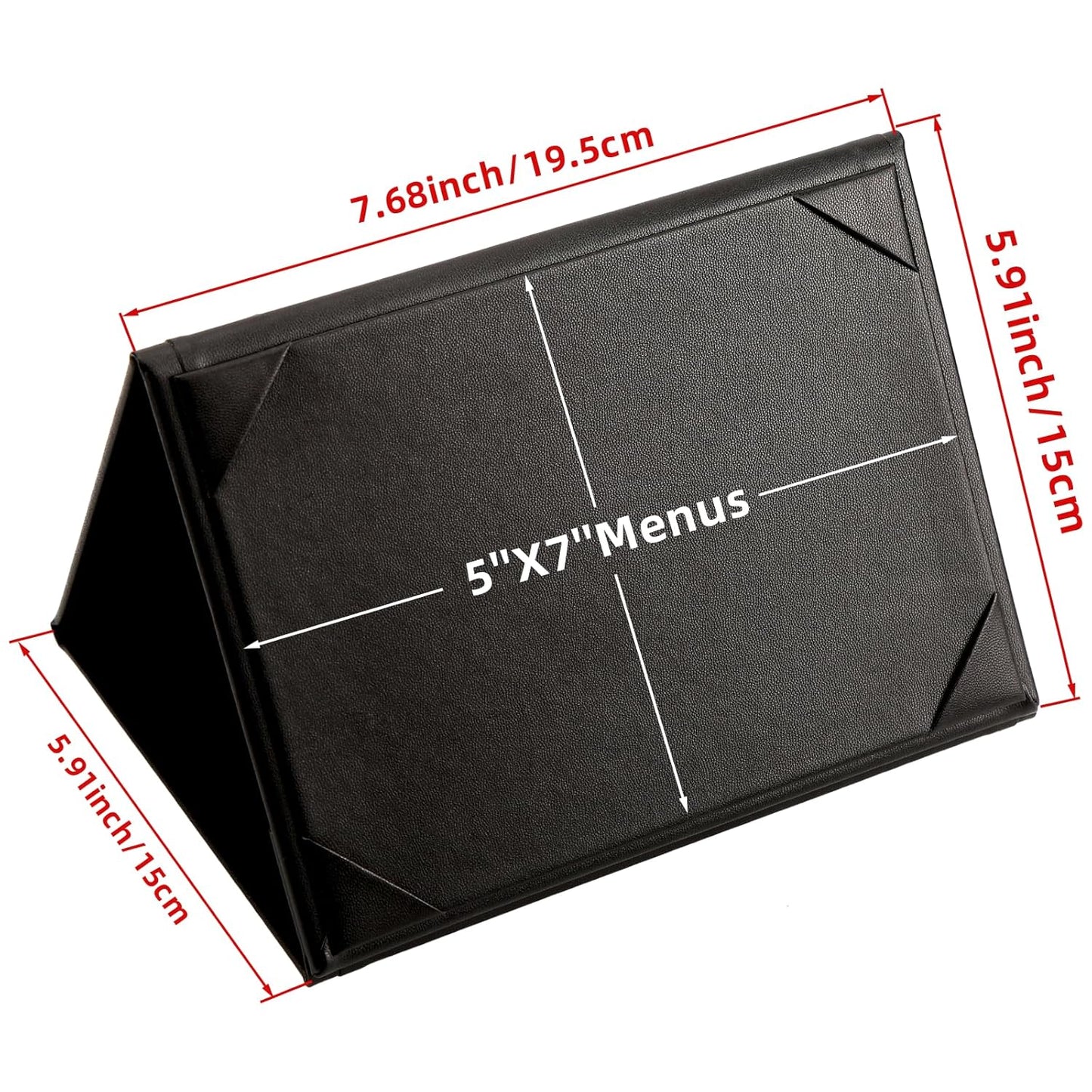 Menu Covers - Set of 10 Double-Sided Table Tent Cards for Restaurant, Dinner Party, and Bar Menus - Includes Bill Holder and Reserved Seating Signs - Easy to Clean and Foldable (20, 5"x7"Trifold)