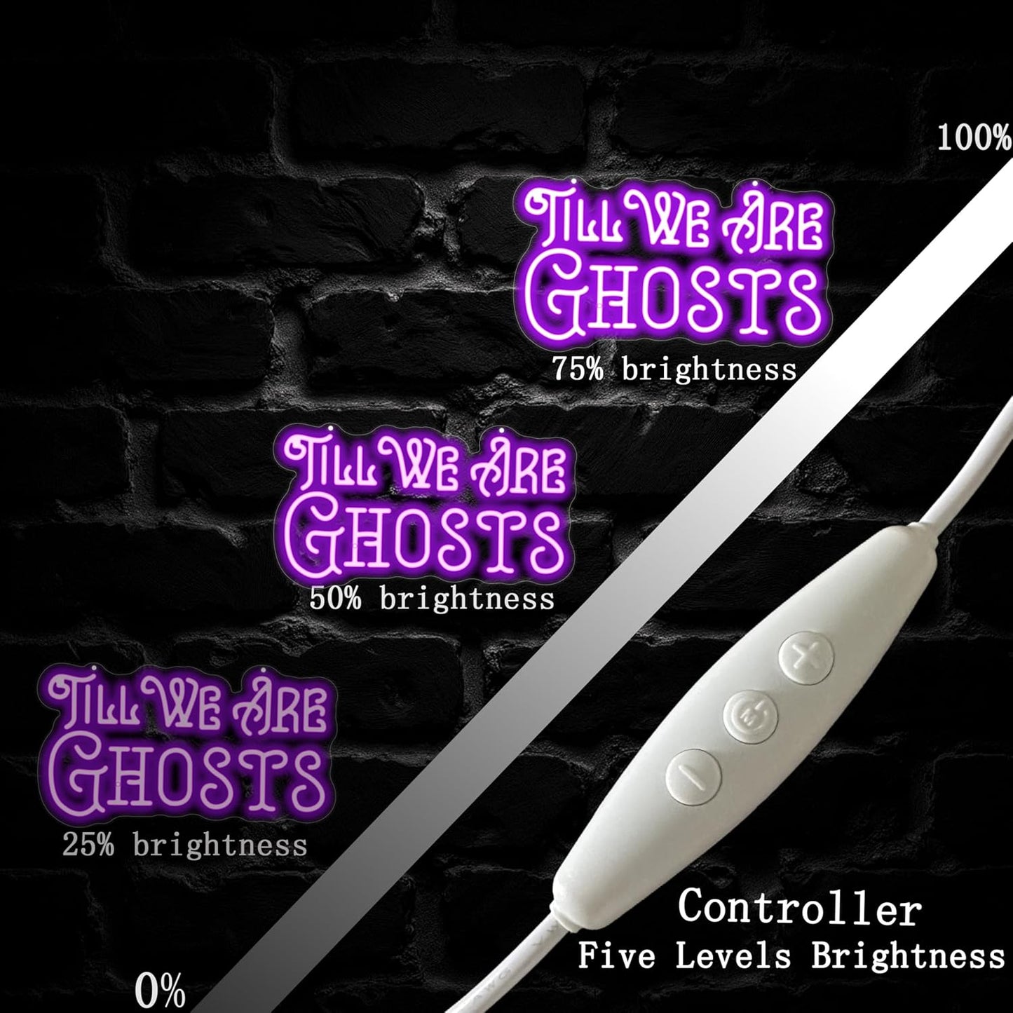 Til We Are Ghosts Neon Sign Halloween Party LED Neon Light Home Decor Gothic Wedding Backdrop Decoration Personalized Gift, Valentines Gift Birthday Party, Anniversary Engagement Gift-Purple