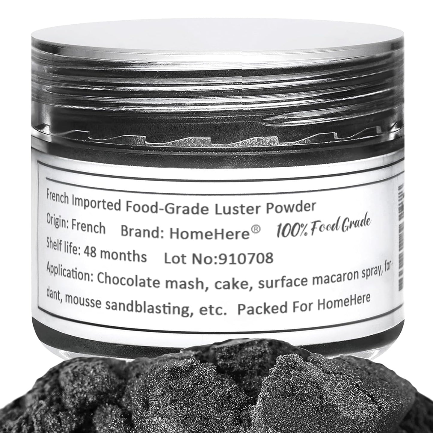 HomeHere Edible Luster Dust Food-Grade Glimmer Powder Glitter for Cake Decorating 7g, Edible Sprinkle Glitter for Cocktails Drinks Baking Candy Dessert Chocolate Vegan Tasteless, Black