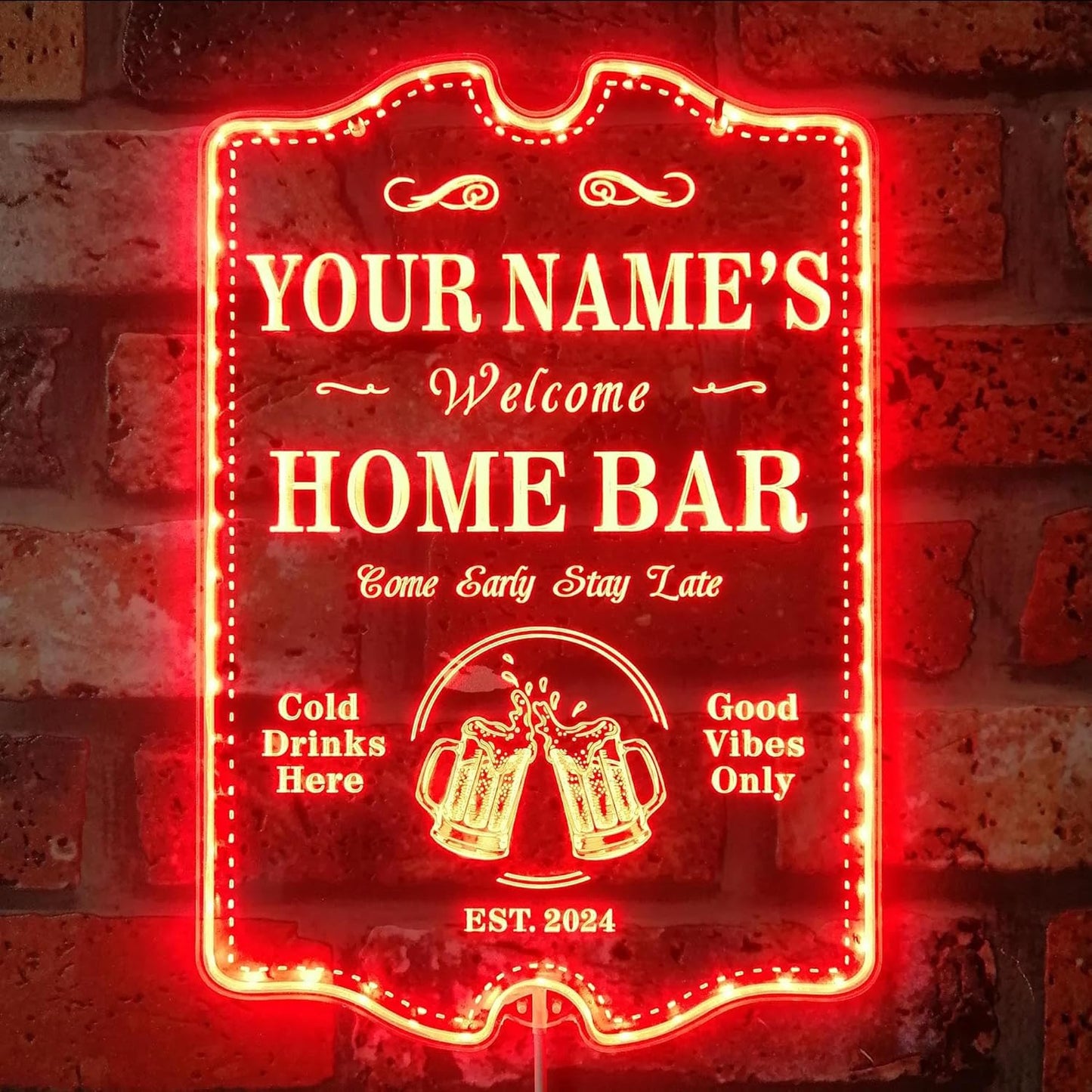 ADVPRO Personalized Your Name Home Bar RGB Dynamic Glam LED Sign - Cut-to-Edge Shape - Smart 3D Decoration - Multicolor Signage st06s86-fnd-p11c-tm-c