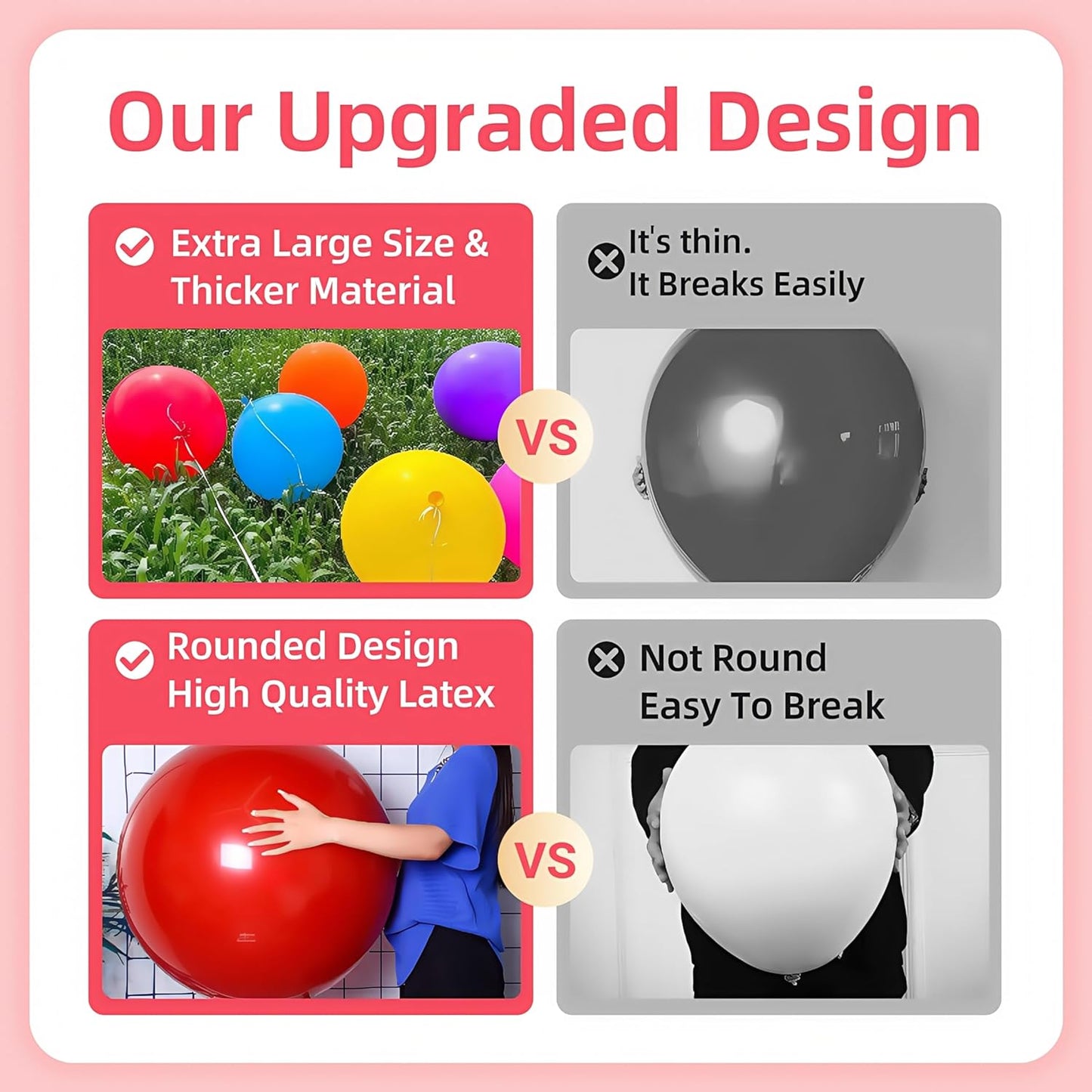 Giant Heavy-Duty 36-Inch Balloons - Latex/Vinyl Material, Rainbow/Multicolor/Soft Color Scheme, 10-Pack Bulk Round Water Balloons, Ideal for Parties, Weddings, and Outdoor Decorations