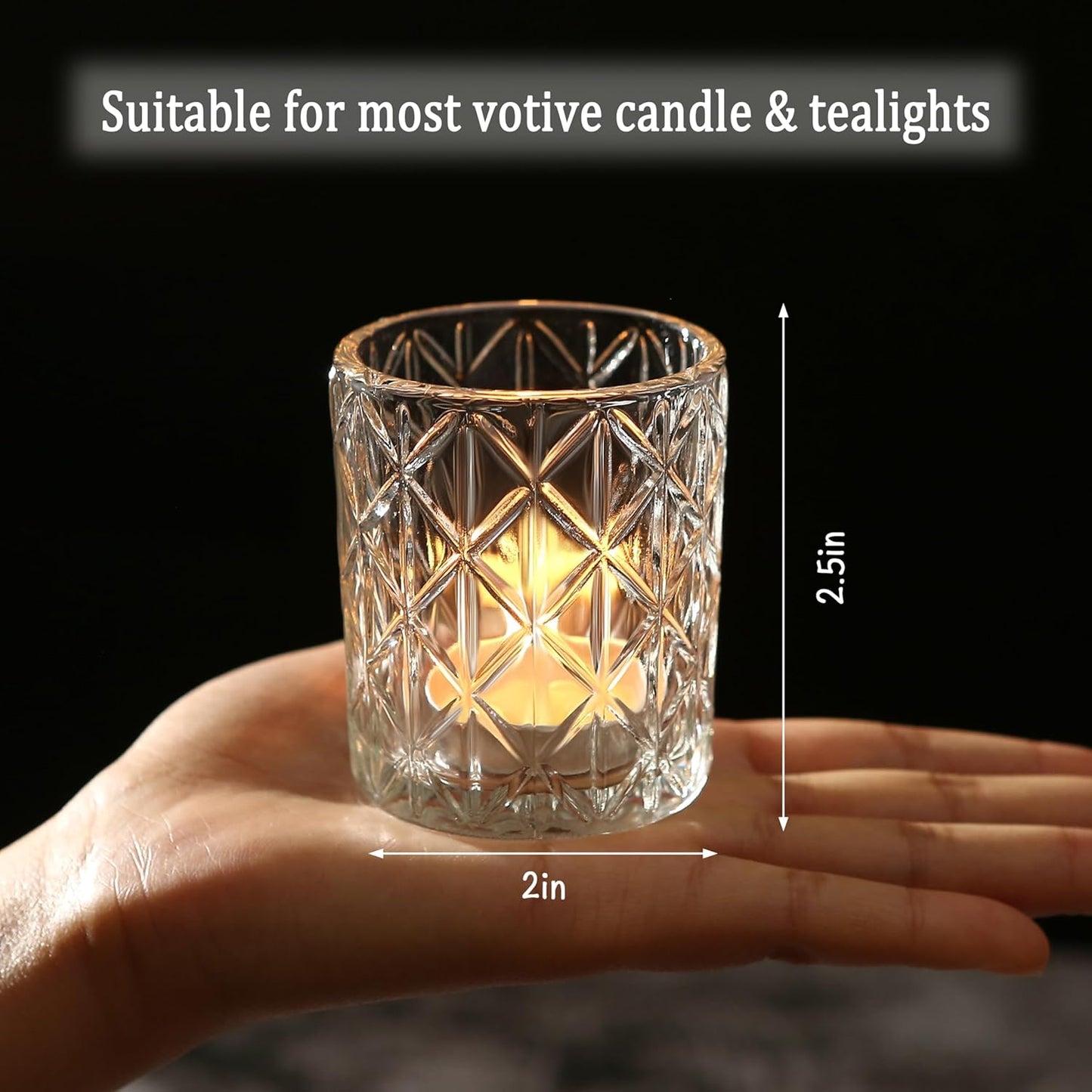 48 Pack Clear Votive Candle Holders, Vintage Glass Candle Holder for Floating Candle, Tealight Candle Holder for Table Centerpieces Home Bridal Shower Birthday Christmas Wedding Table Decor(48)