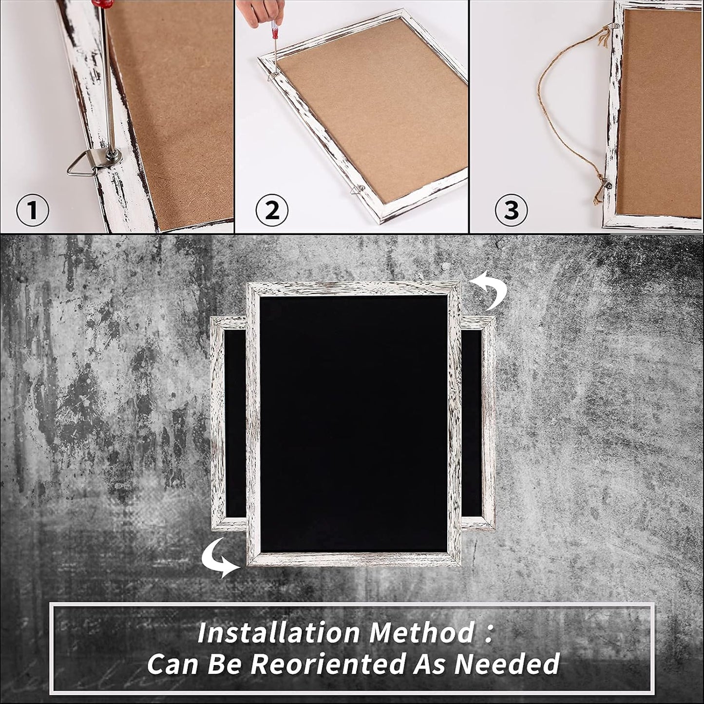 Chalkboard 12x16 inches, 3 Pack Non-Magnetic Blackboard, Rustic White Wooden Framed Chalkboards for Wedding, Kitchen and Home Decor