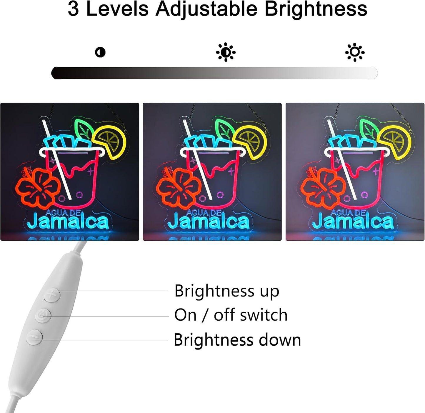 CNBEYOUNG Agua De Jamaica Neon Sign, Neon Lights Hanging Wall Art Decoration for Mexican Restaurants Shop Bar Kitchen Party Home Decor, USB - Driven, Super Bright & Adjustable,12.6 * 12.7inches