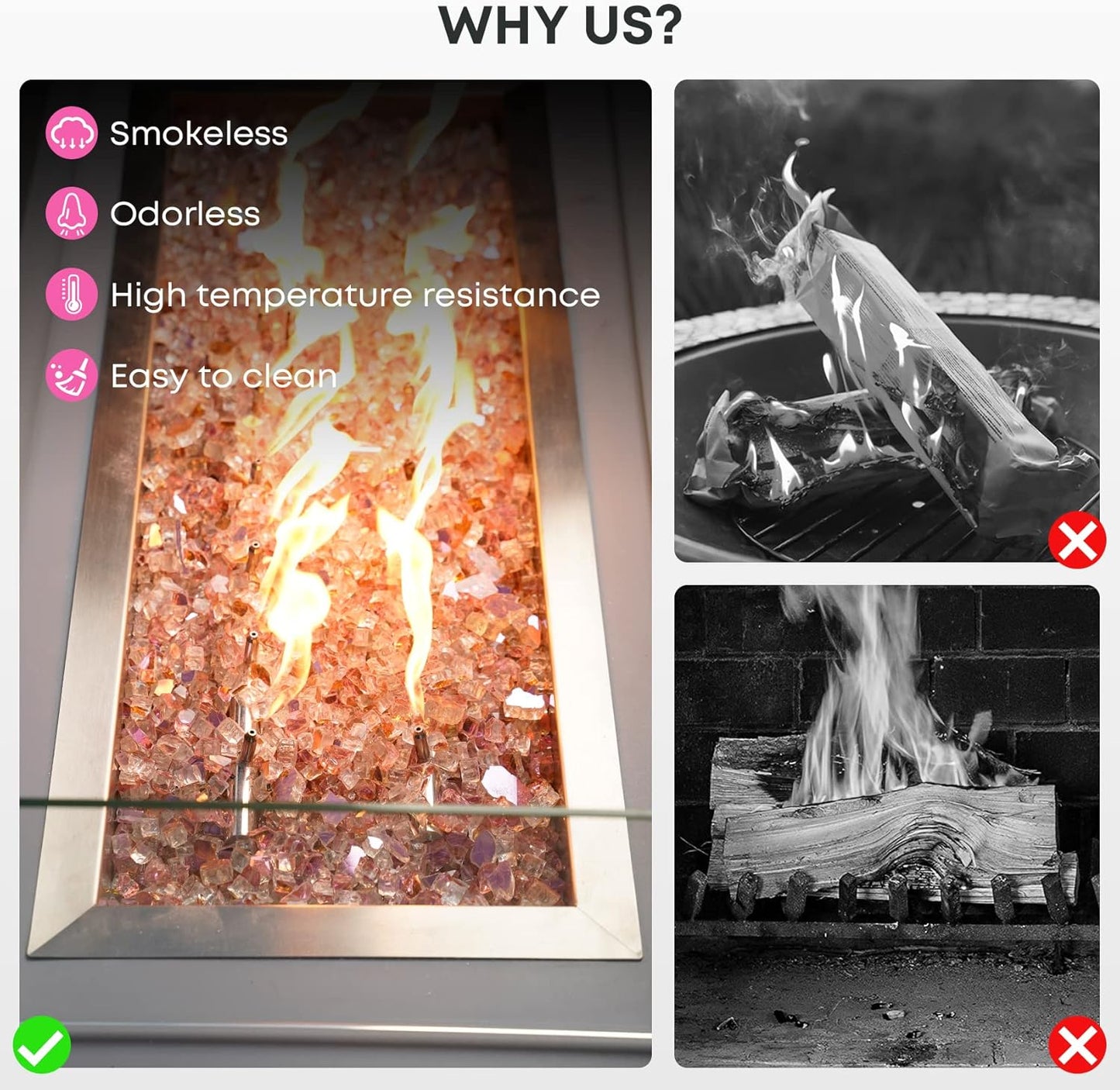 Stanbroil 10-Pound Reflective Tempered Fireplace Glass and Fire Pit Glass, Rose Gold, 1/4-Inch