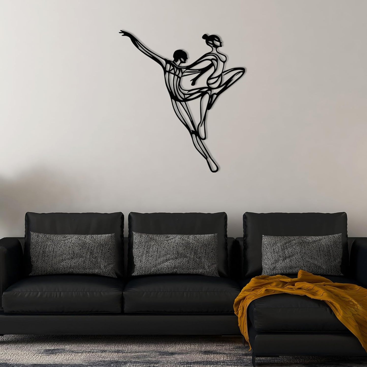 Wita Home Dancing Couple Metal Wall Art, Modern Minimalist Line Art Sculpture, Over the Bed Home Décor, Elegant Ballet-Inspired Design, Metal Wall Sculpture for Living Room, Bedroom (32x27 inches)