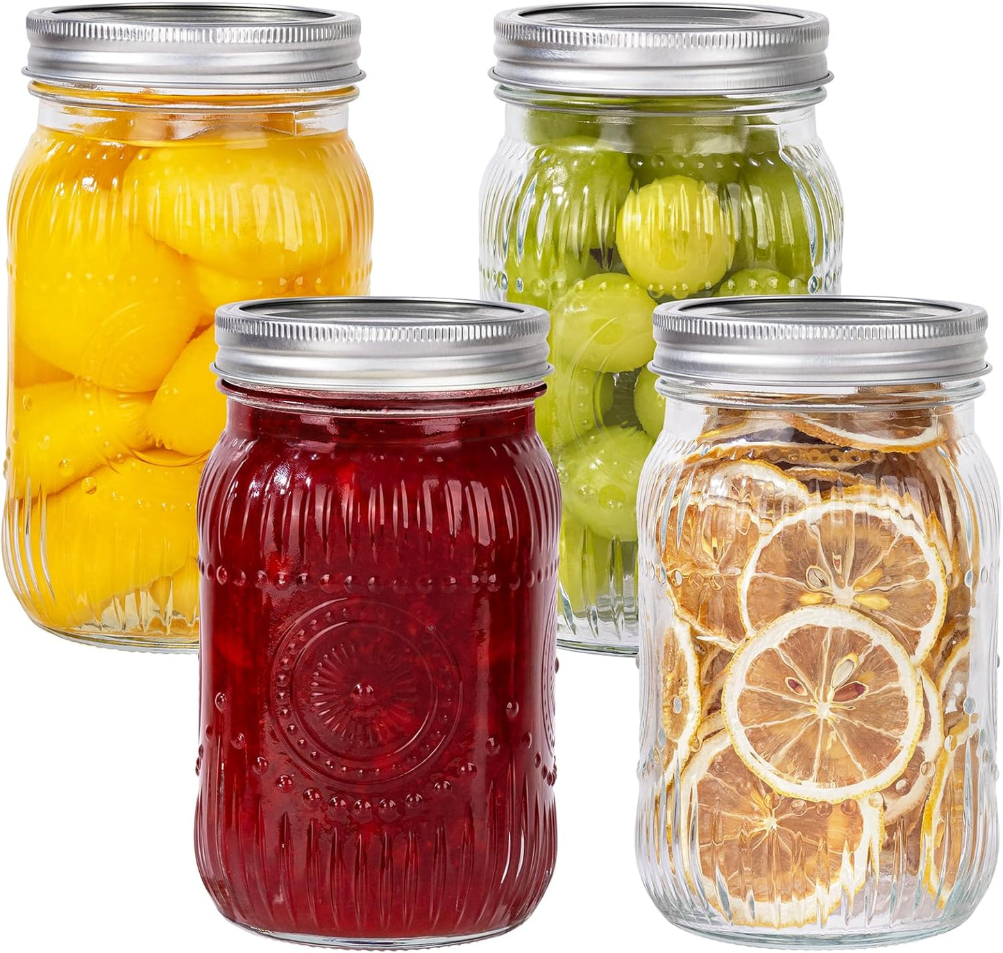 WELLIFE Wide Mouth Mason Jars, 4 Pcs Mason Jars 32 OZ for Preserving,Jam,Honey,Wedding Favors,Sauces,Meal Prep,Salad,Yogurt & Decor