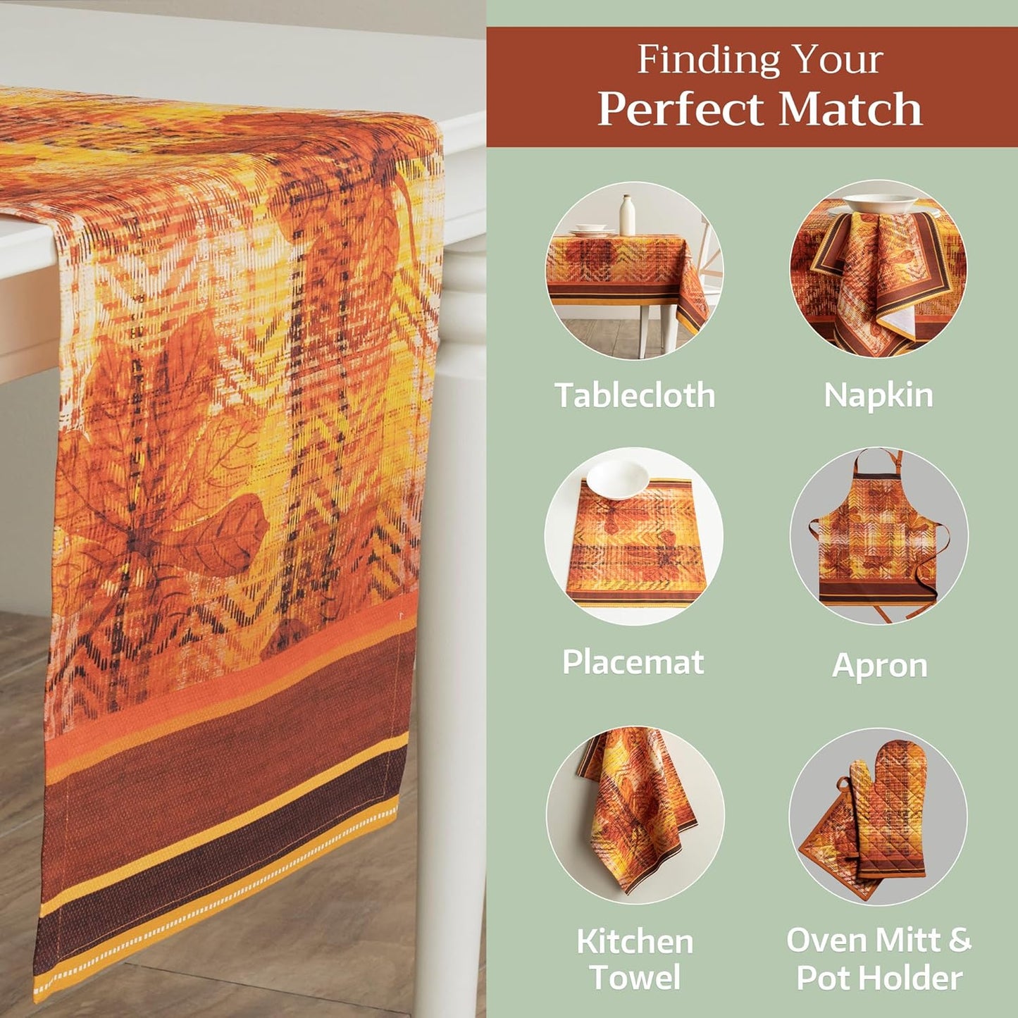 Maison d' Hermine Table Runner 100% Cotton Double Layer Table Runners 72 inches Long for Thanksgiving Christmas Decorations Home Kitchen Dining Party Wedding (Thanksgiving Tartan, 14.5" x 72")