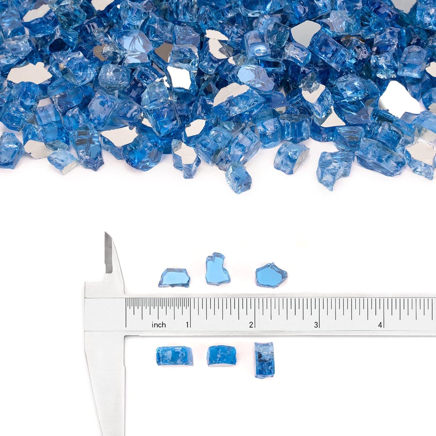 Stanbroil 10-Pound Fire Glass - 1/2 inch Reflective Tempered Fire Glass for Fireplace Fire Pit, Pacific Blue Reflective