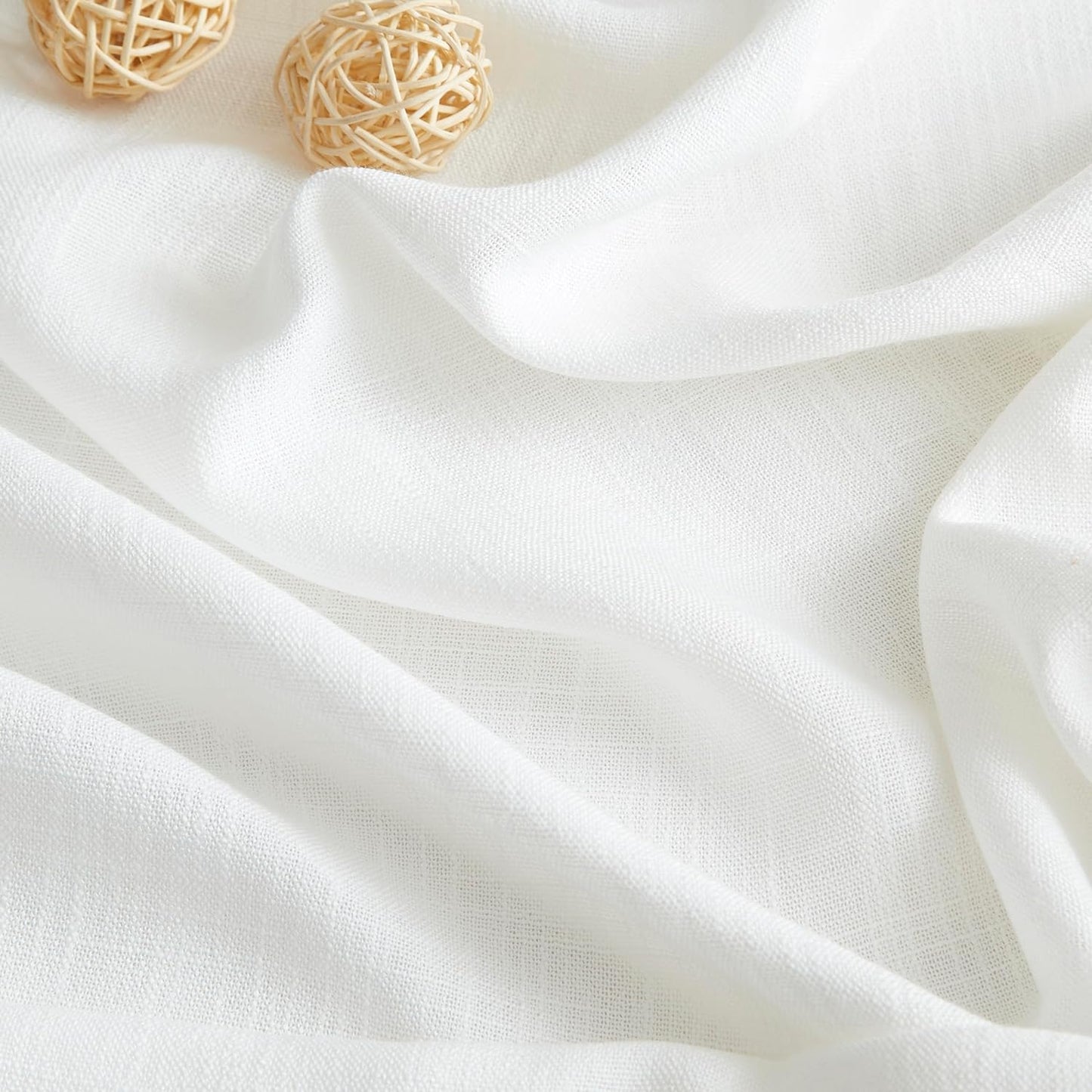 Vision Home White Pinch Pleated Semi Sheer Curtains Textured Light Filtering Window Curtains 102 inch for Living Room Bedroom Rayon Blended Pinch Pleat Drapes with Hooks 2 Panels 40" Wx102 L