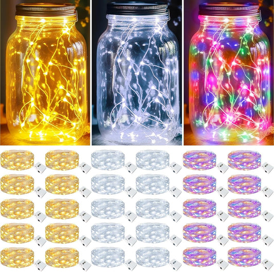 kolpop 30 Pack LED Fairy Lights Battery Operated, 7FT 20 LED Mini Twinkle String Lights Battery Powered Waterproof for Christmas Mason Jars Party (Cool&Warm&Multicolor)