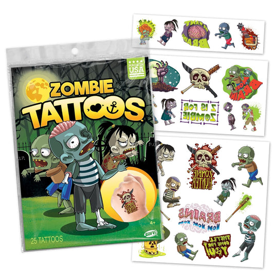 Zombie Halloween Tattoos Variety Pack – 25 Pack of Scary Temporary Tattoos for Kids & Adults, Fake Wounds, Blood, Stitches, Rotting Skin, Party Favors & Costume Makeup