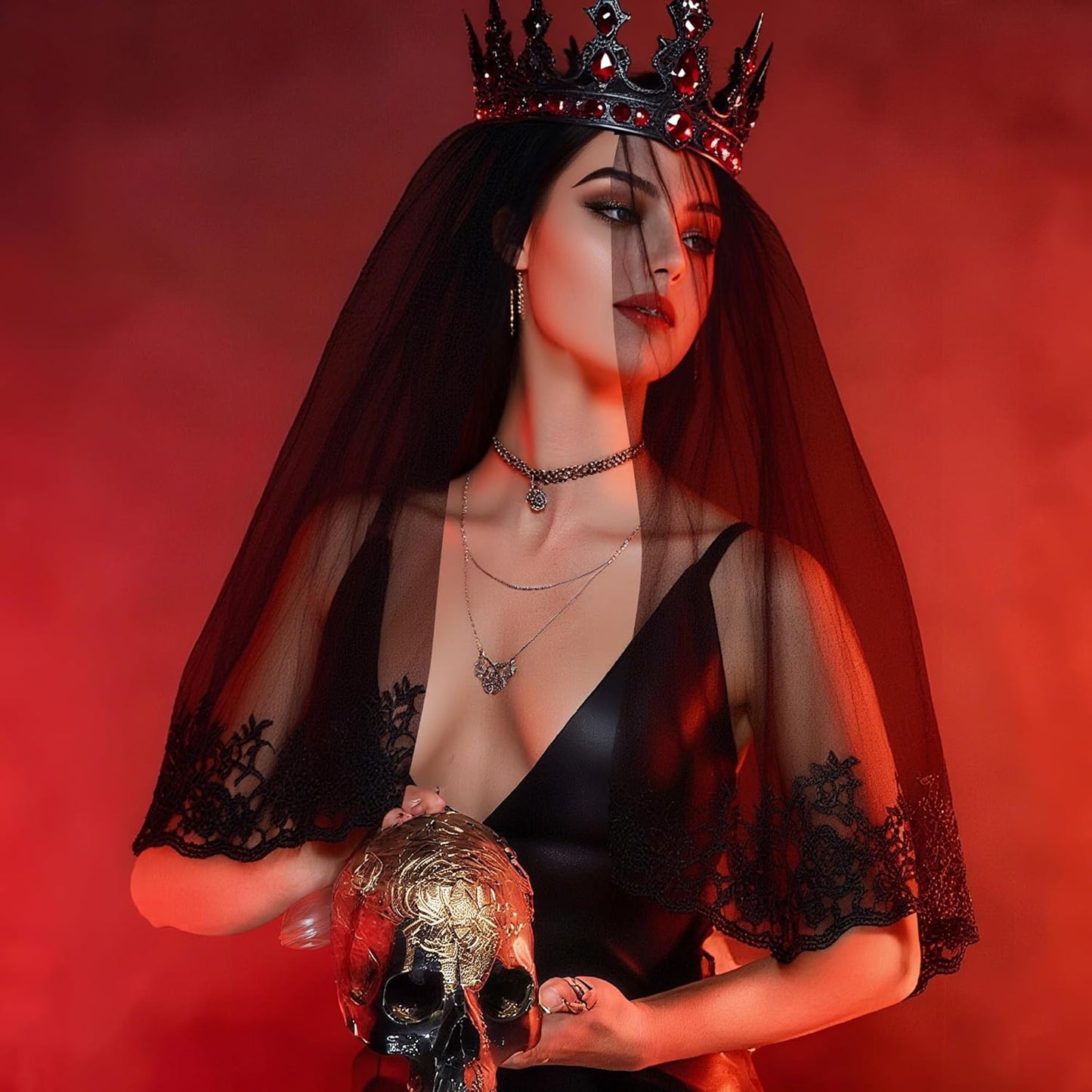 Ayliss Women Mesh Veils Black Bridal Birdcage Short Wedding Face Veil with Clip Tulle Gothic Bride Halloween Costume