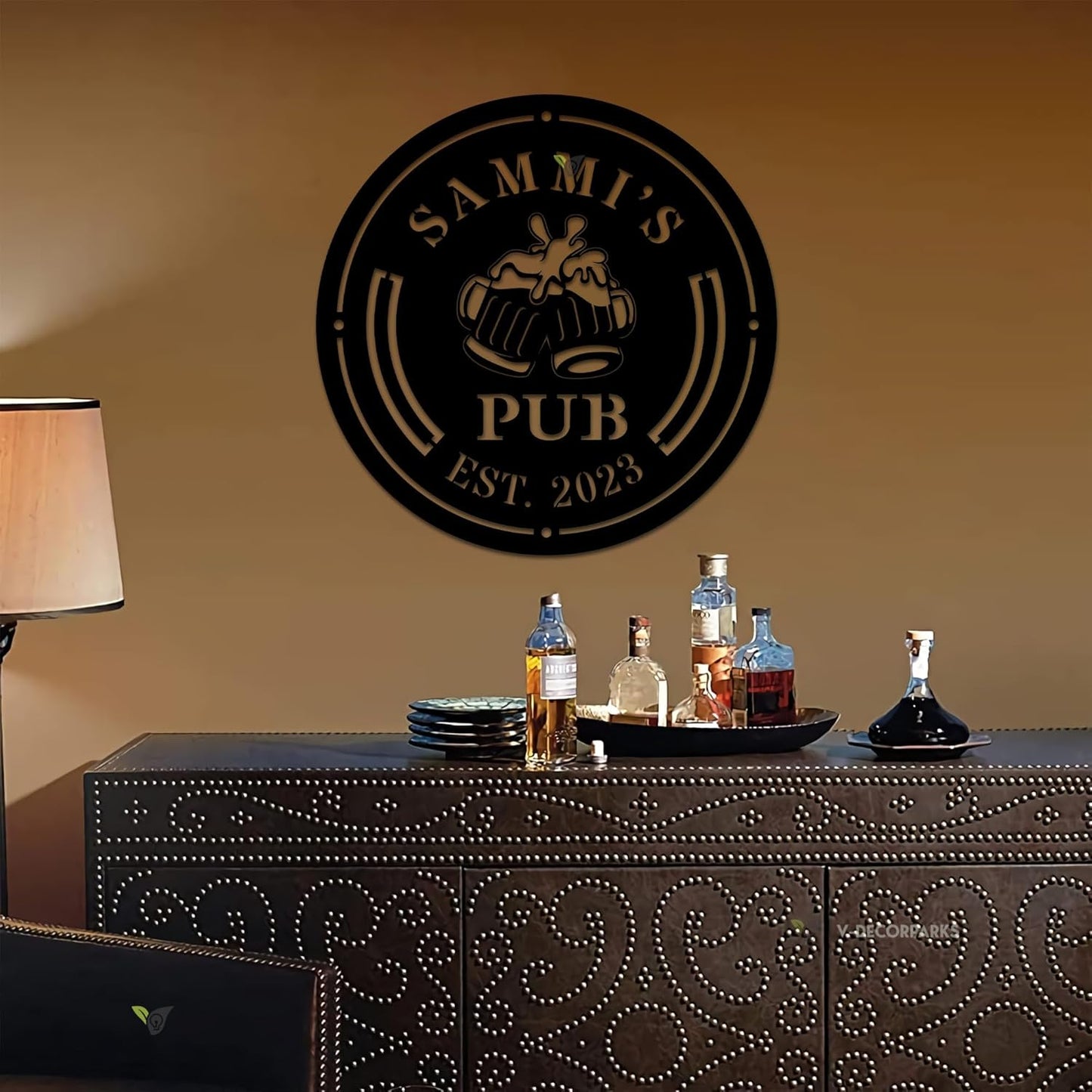 Personalized Bar Metal Art LED Light Beer Bar Metal Sign Custom Bar Sign Beer Bar Metal Wall Art Beer Mug Cheer Name Sign Bar Pub Decoration