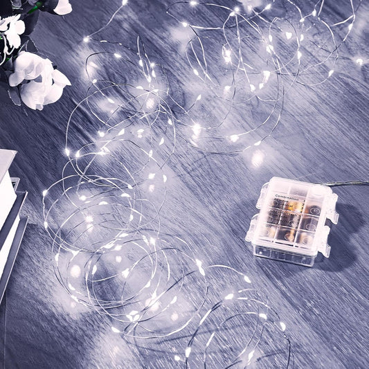 4 Pack 16.4 Ft. Battery Operated Outdoor String Lights with Remote & Timer, LED Cool White Fairy Lights, Waterproof Twinkle Lights for Bedroom, Dorm, Mason Jar, Wedding, Party, Christmas