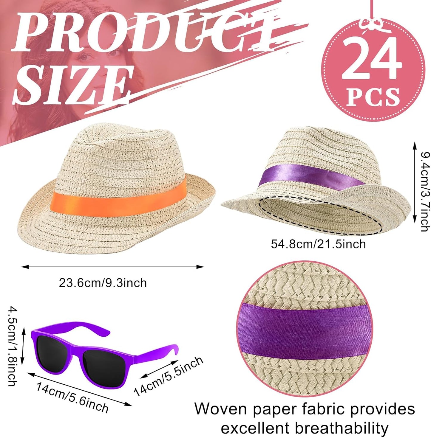 Newcotte Straw Hats, Havana Cubans with Sunglass Hawaiian, Birthday Party Supplies