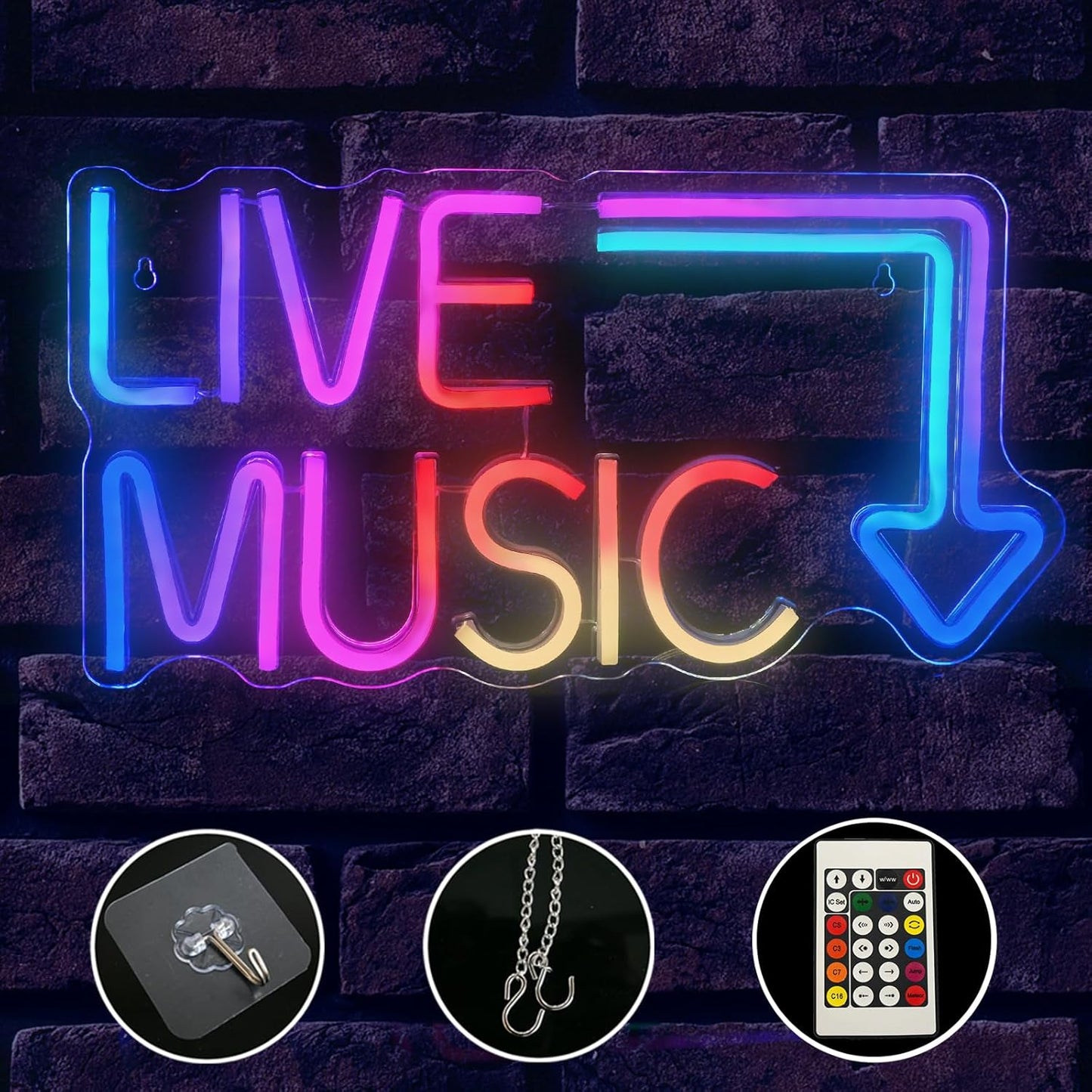 RGB Dynamic Music Neon Sign Dimmable for Wall Decor Bedroom Man Cave Game Room Home Bar Decor Music Studio Nightclubs Parties Gift