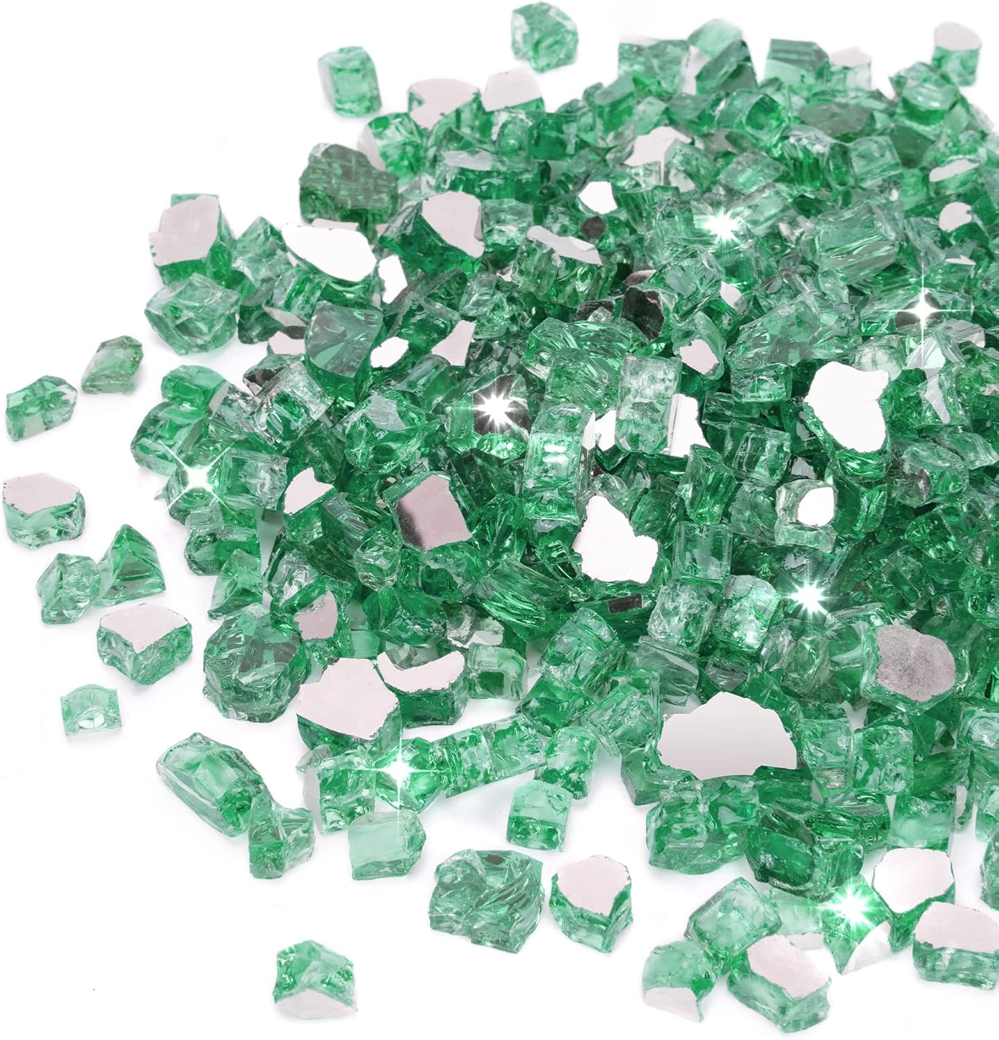 Stanbroil 10-Pound Fire Glass - 1/4 inch Reflective Tempered Fire Glass for Fireplace Fire Pit, Light Green Reflective