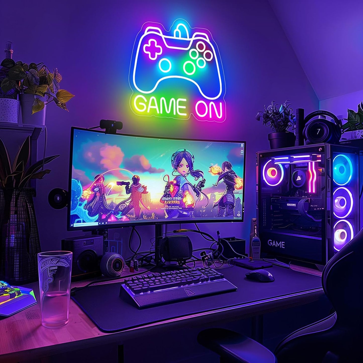 Gamer Neon Sign, Dimmable Neon Controller Sign for Gaming Room Decor, USB Powered Gamepad Shaped Gaming Neon Sign for Teen Boys Room Decor - Best Gifts Led Gaming Sign for Teenage Boys Kids