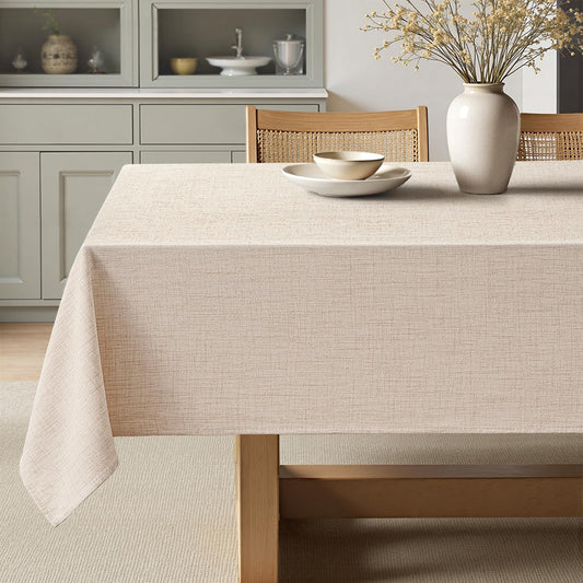 MIULEE Ivory Linen Tablecloth 60x120 Inch Rectangle Table Cloth Waterproof,Stain Resistant & Wrinkle Resistant for Dining Party Wedding
