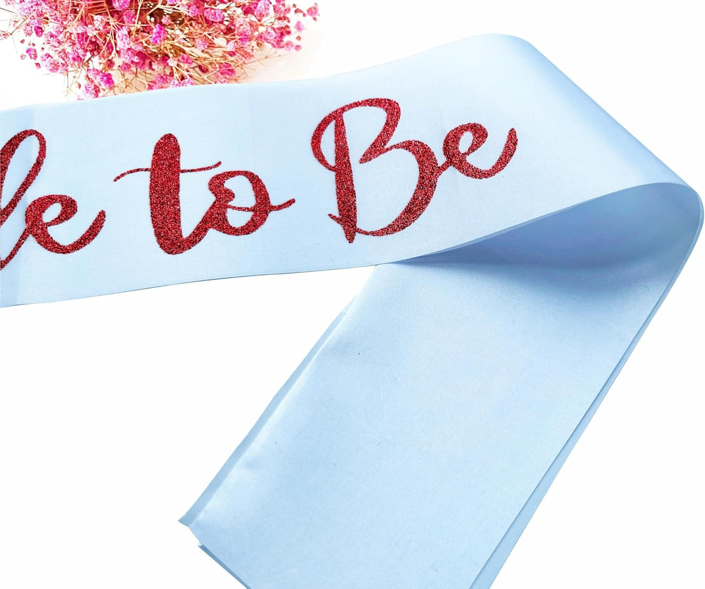 Bride to Be Sash, Bachelorette Party Sash for Bridal Shower Wedding Party Favors Accessories Supplies Engagement Gifts,White Satin with Glitter Letter Red
