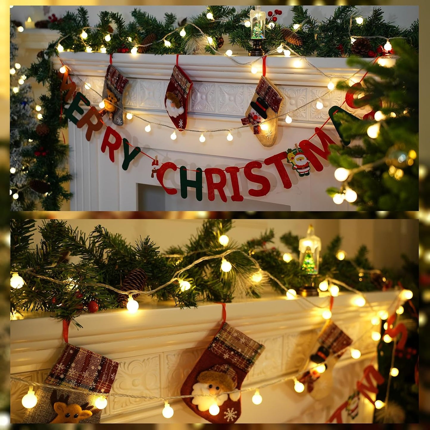 LORRYTE Connectable 43FT 100LED Globe String Lights | 8 Modes Warm White Christmas String Lights Plug in with Remote | Hanging Fairy Light for Indoor Outdoor Bedroom Party Christmas Tree Decor