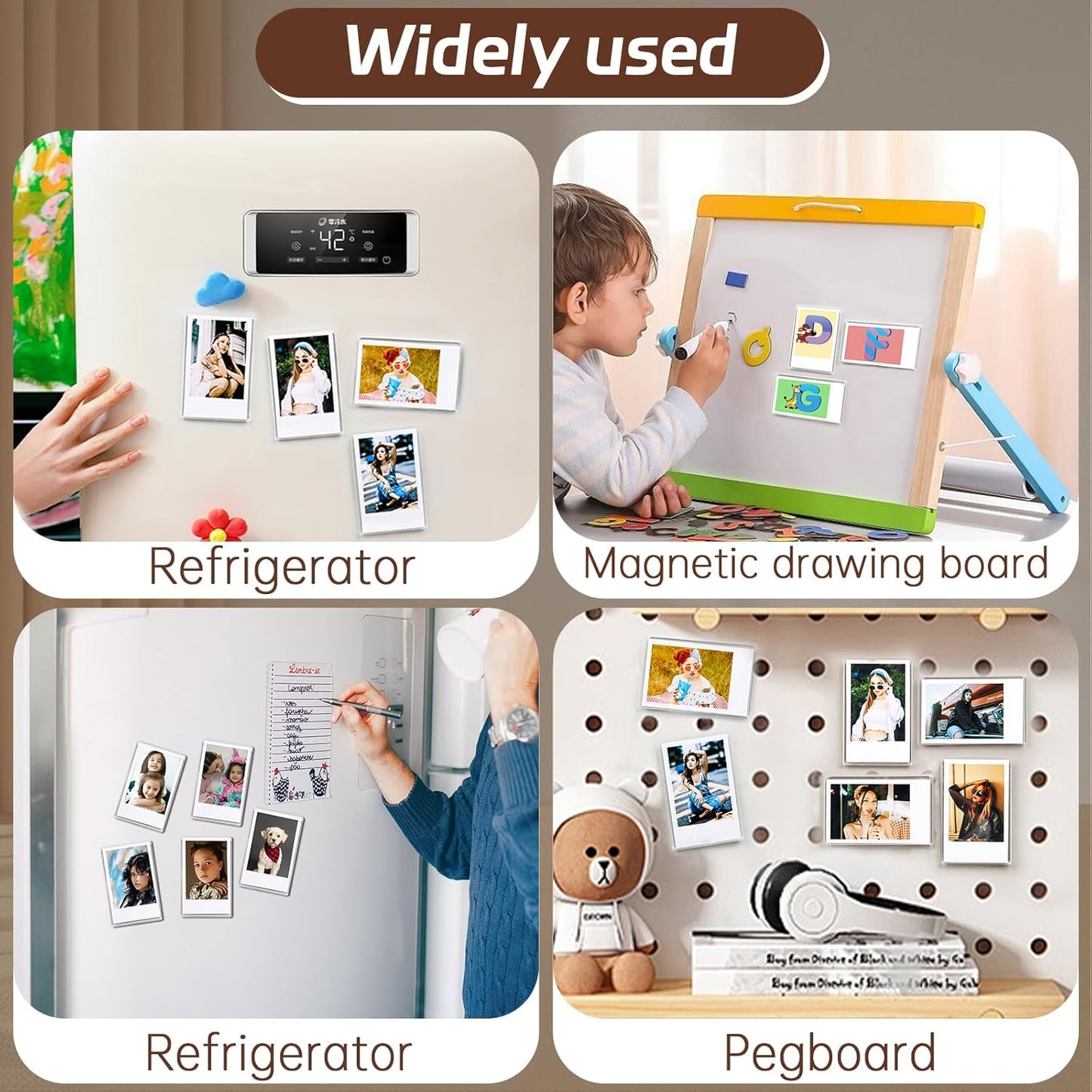 10Pack Magnetic Mini 2x3 Acrylic Picture Frames, Refrigerator Photo Frame Horizontal Vertical Compatible with Fujifilm Instax Polaroid Mini Film for Home Fridge Locker