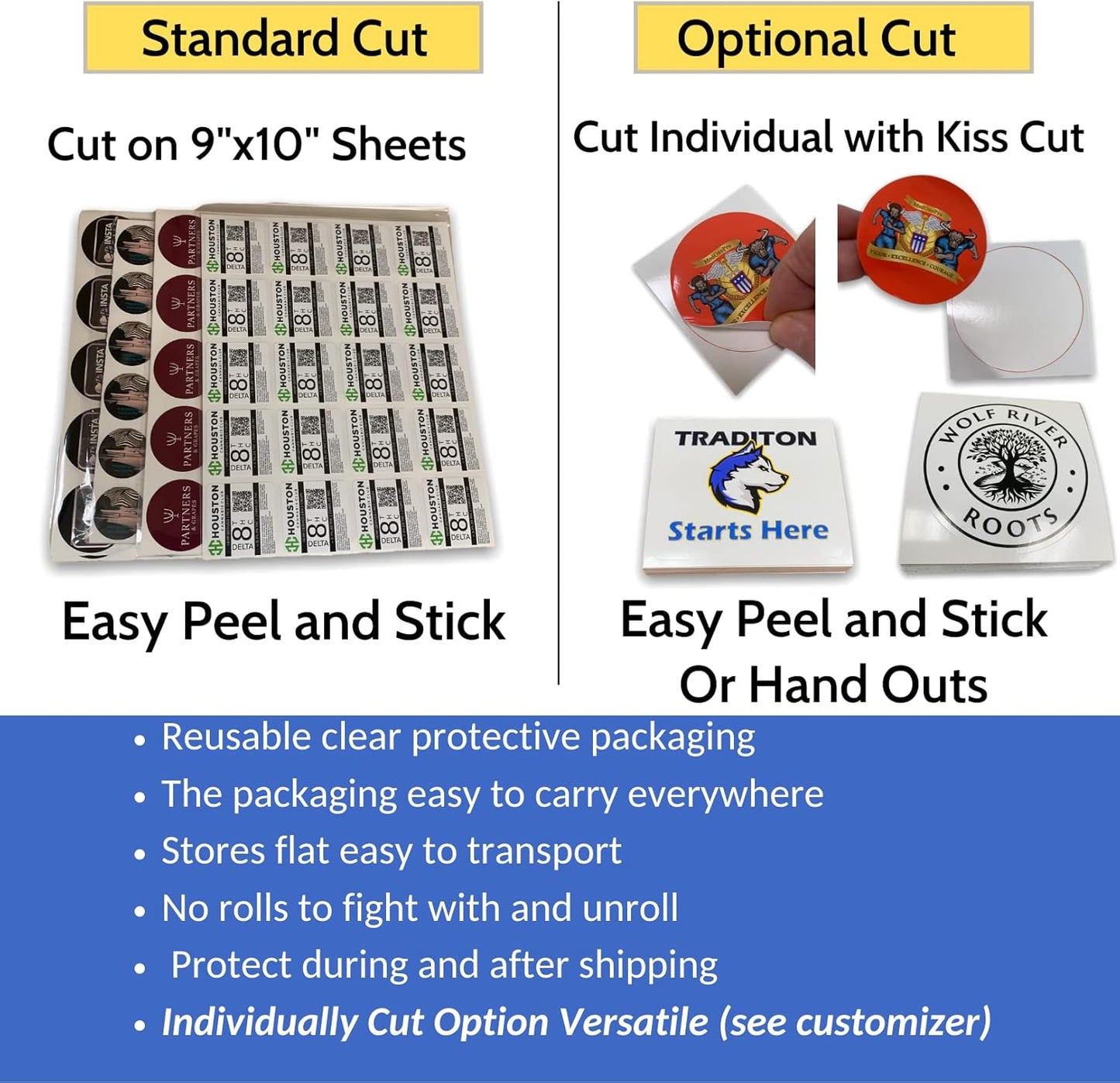 avgrafx 1.5 Inches Custom Sticker Personalized Labels Waterproof Dishwasher Safe Made USA, Custom Labels Business or Image Personalize Your Business Stickers