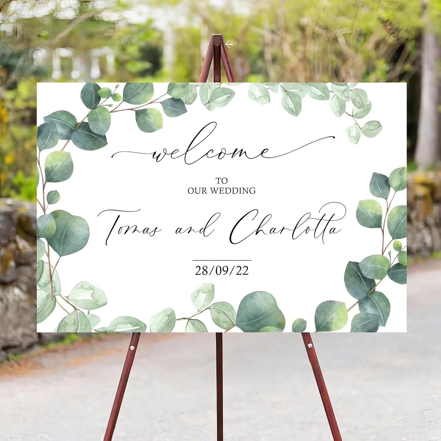 Editable Wedding Welcome Sign, Welcome Sign, Watercolor, Floral, Eucalyptus Wedding Sign