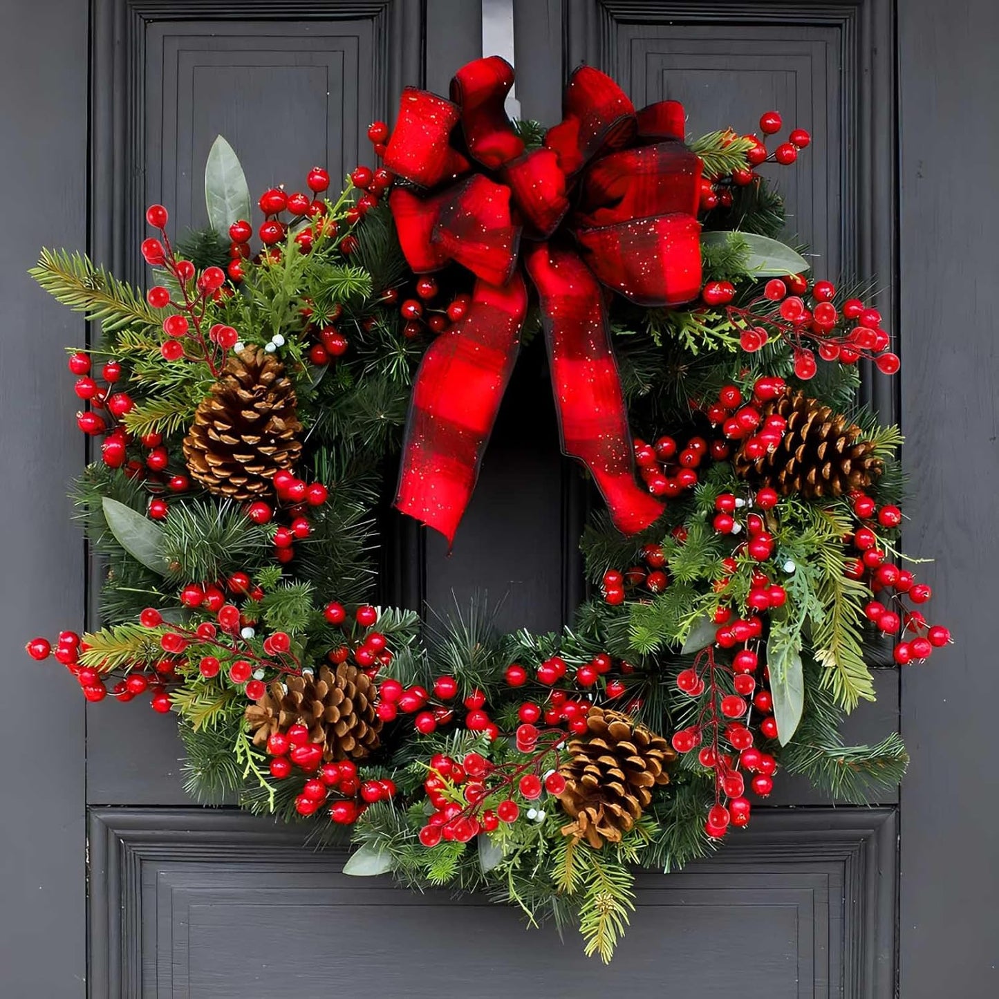 40 Pcs Artificial Berry Stems Branches, Red Christmas Faux Holly Berries Picks Ornaments for Christmas Tree Wreath DIY Craft Decorations Holiday Home Decor (40, Red)