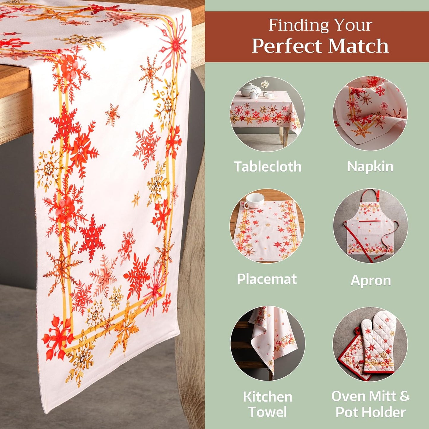 Maison d' Hermine Table Runner 100% Cotton Double Layer Table Runners 108 inches Long for Thanksgiving Christmas Decorations Home Kitchen Dining Party Wedding (Crystal Star, 14.5" x 108")