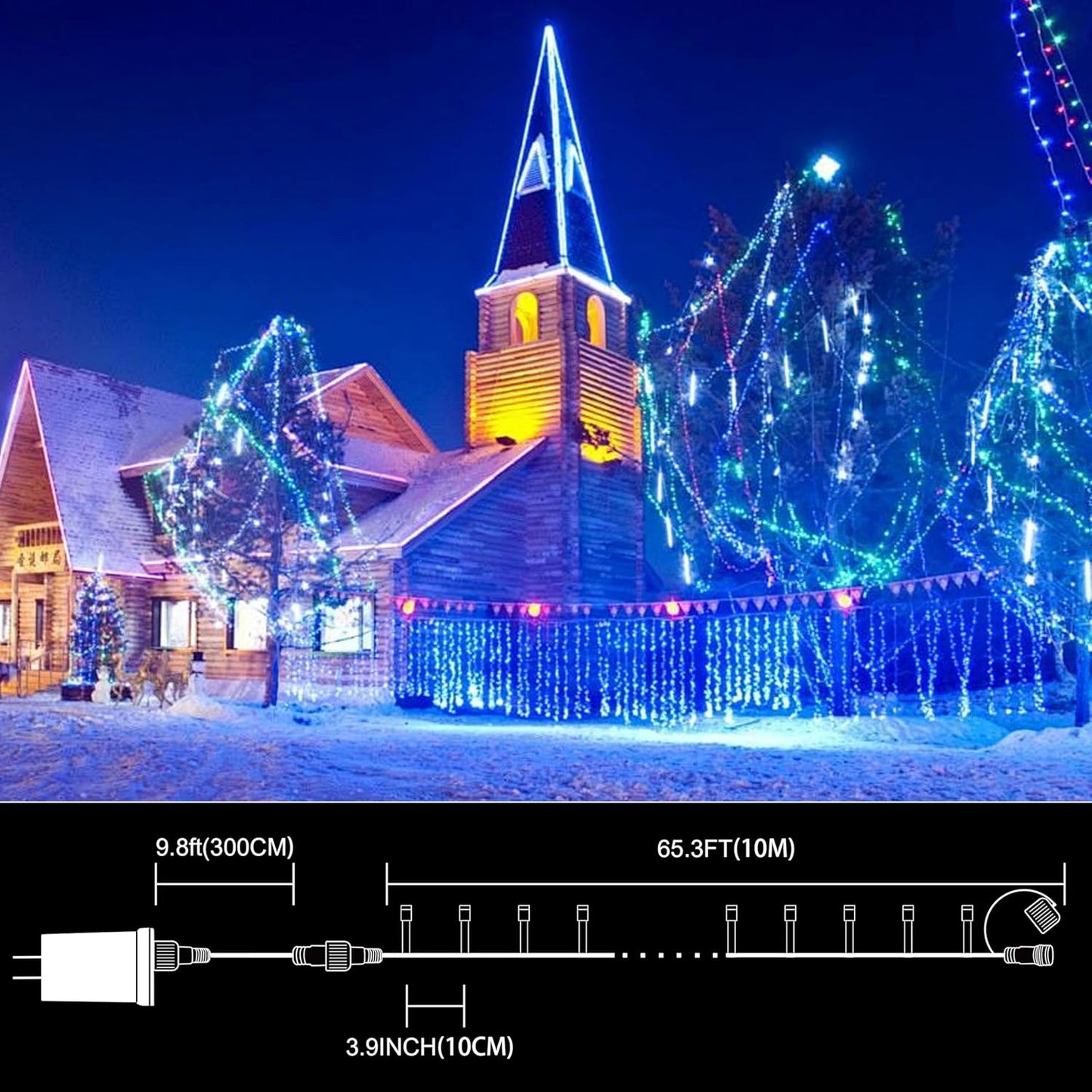 LAMPHOME 33ft Christmas Decorative Mini Lights, 100 LED Transparent Wire Fairy Starry String Lights Plug in, 11 Lighting Modes, for Indoor Outdoor Xmas Tree Wedding Party Decoration (Blue)