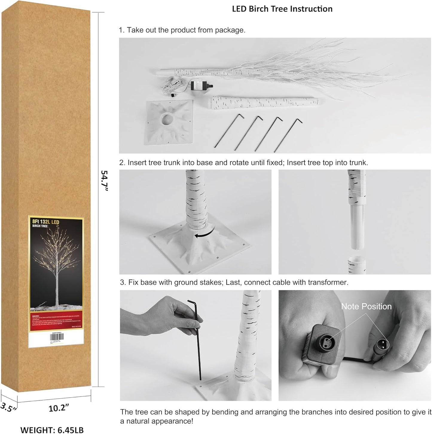 Lightshare LED Birch Tree, 8-Feet