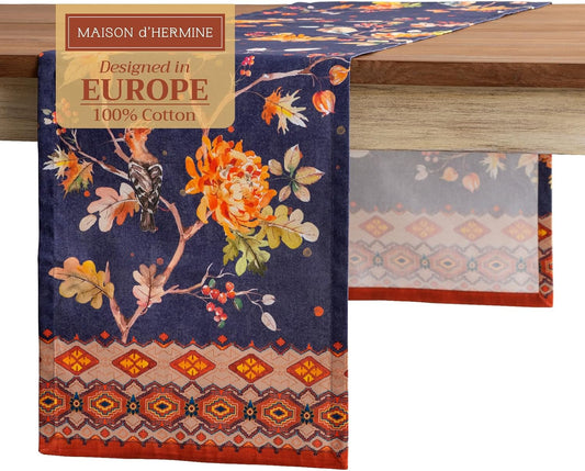 Maison d' Hermine Table Runner 100% Cotton Single Layer Table Runners 72 inches Long for Thanksgiving Christmas Decorations Home Kitchen Dining Party Wedding (Kelim - Infinity, 14.5" x 72")