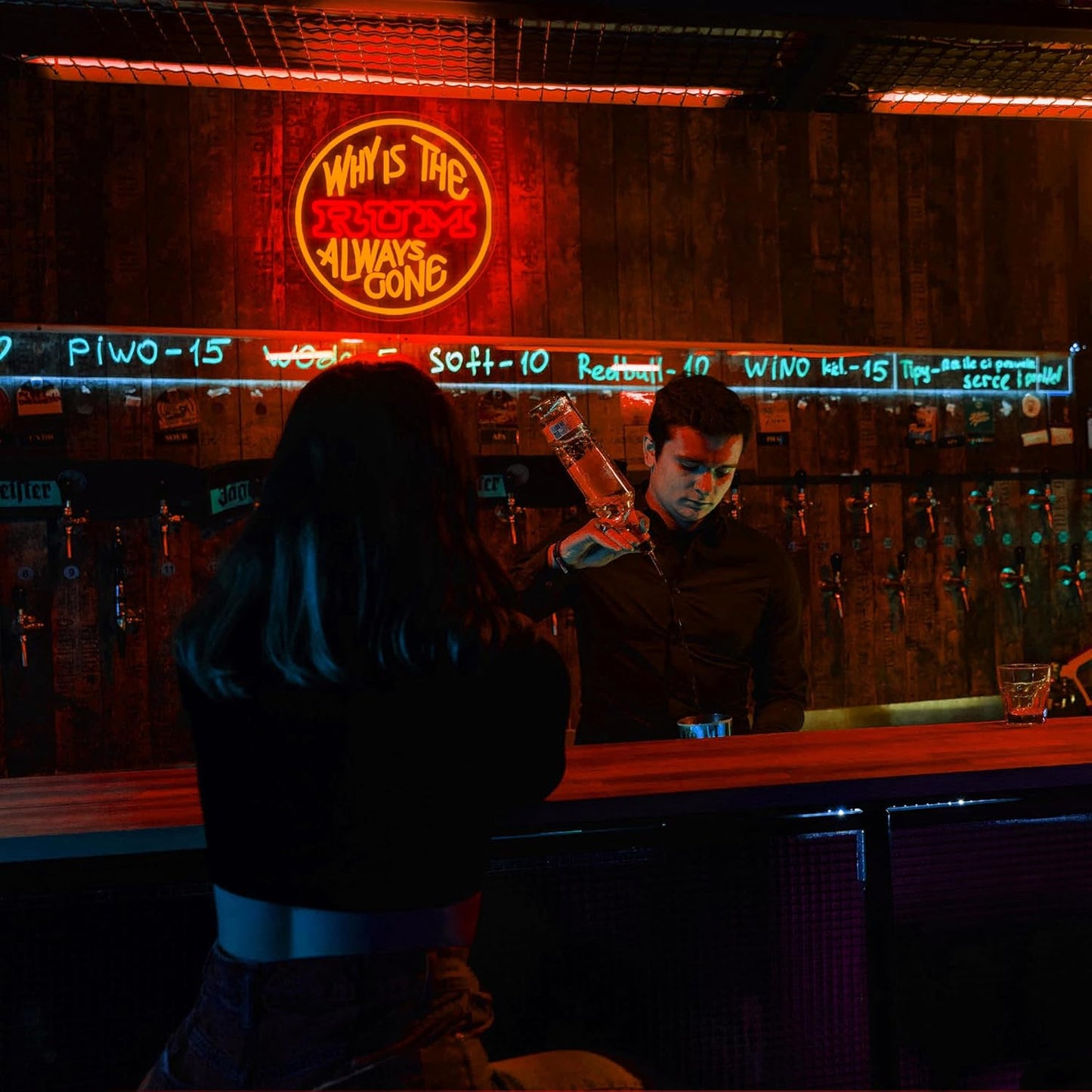 Beer Neon Sign for Wall Decor Bar Signs for Home Bar Decoration for Home Rum Neon Light for Man Cave Beer LED Light Up Sign for Bedroom Shop Party Club Wall Decor Gifts for Men Size12.9*12.9in(JTD236)