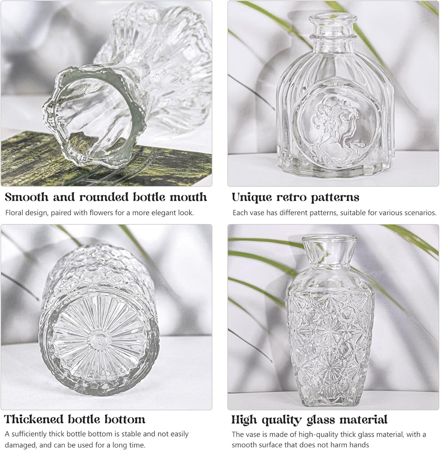 Set of 36 Glass Bud Vase Set, Small Vintage Clear Flower Vase Centerpieces for Table Bulk Cute Rustic Style Mini Vase for Home Decor Wedding Baby Shower Birthday Party