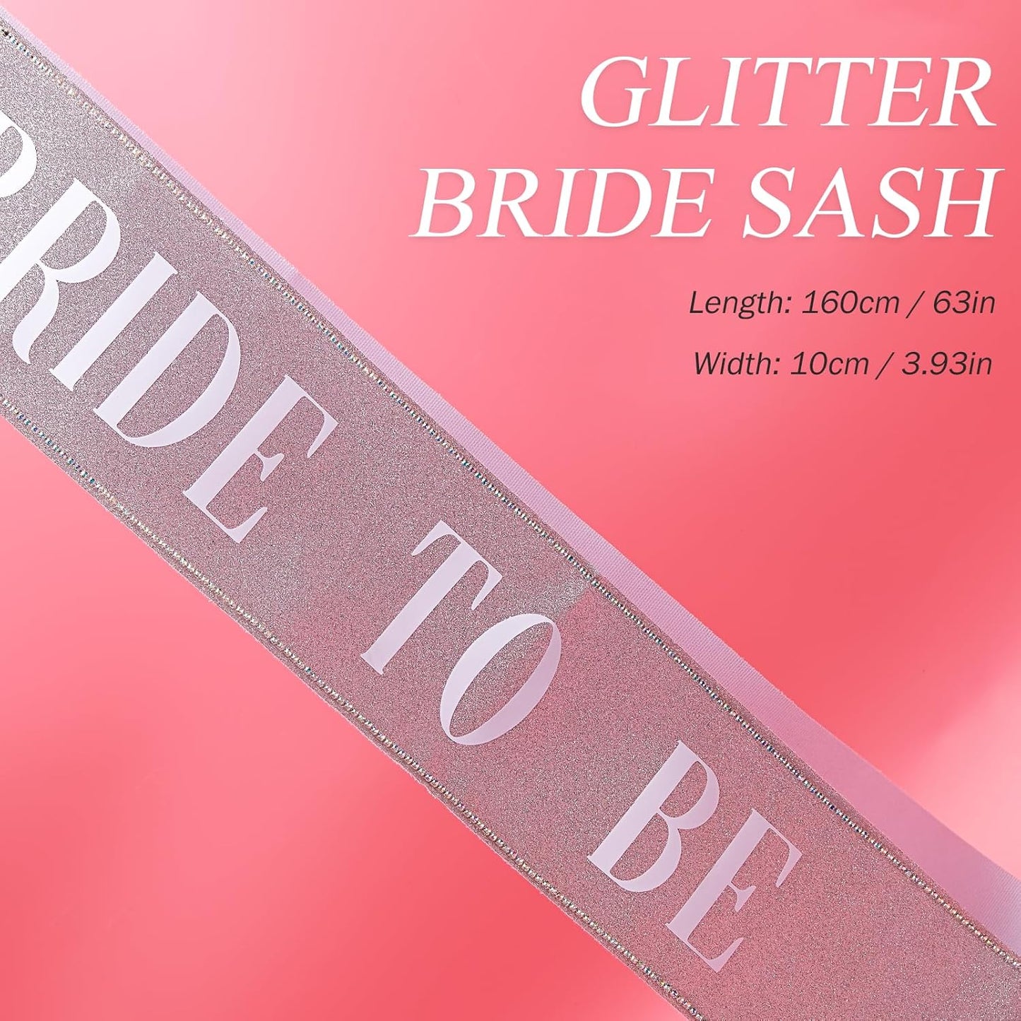 Bride to Be Sash with Rhinestones Glittery Bridal Party Sash with Adjustable Pin for Bachelorette Party Decorations, Wedding Celebration, Bridal Shower