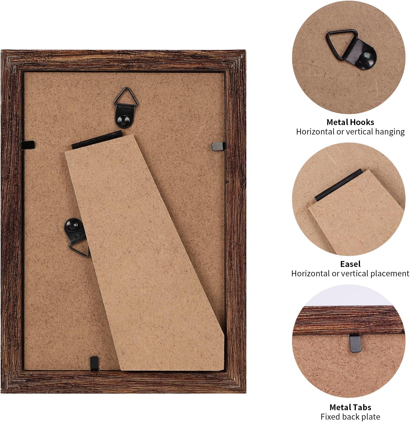 PETAFLOP Wooden Bulk 4x6 Picture Frame Set of 18, Rustic Brown Photo Frames Fits 4 by 6 for Wall or Tabletop Display